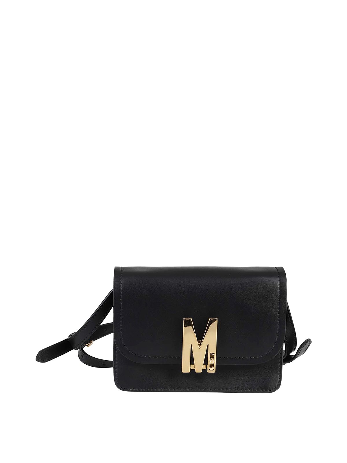 Shop Moschino Faux Leather Crossbody In Black
