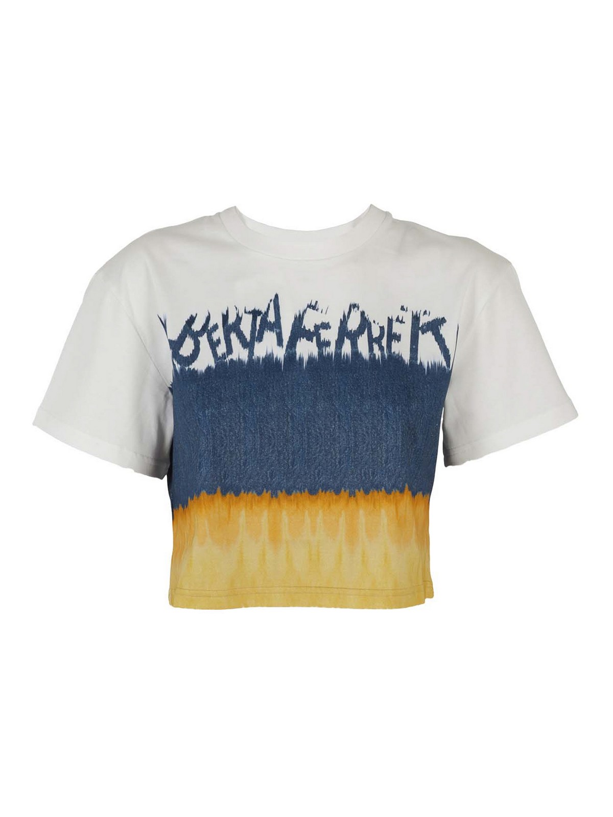 Alberta Ferretti Tri-coloured Cotton T-shirt In Medium Wash