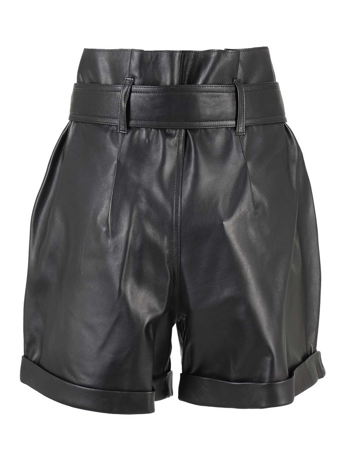 Federica Tosi Leather shorts - Black - Women | SH0180V0002
