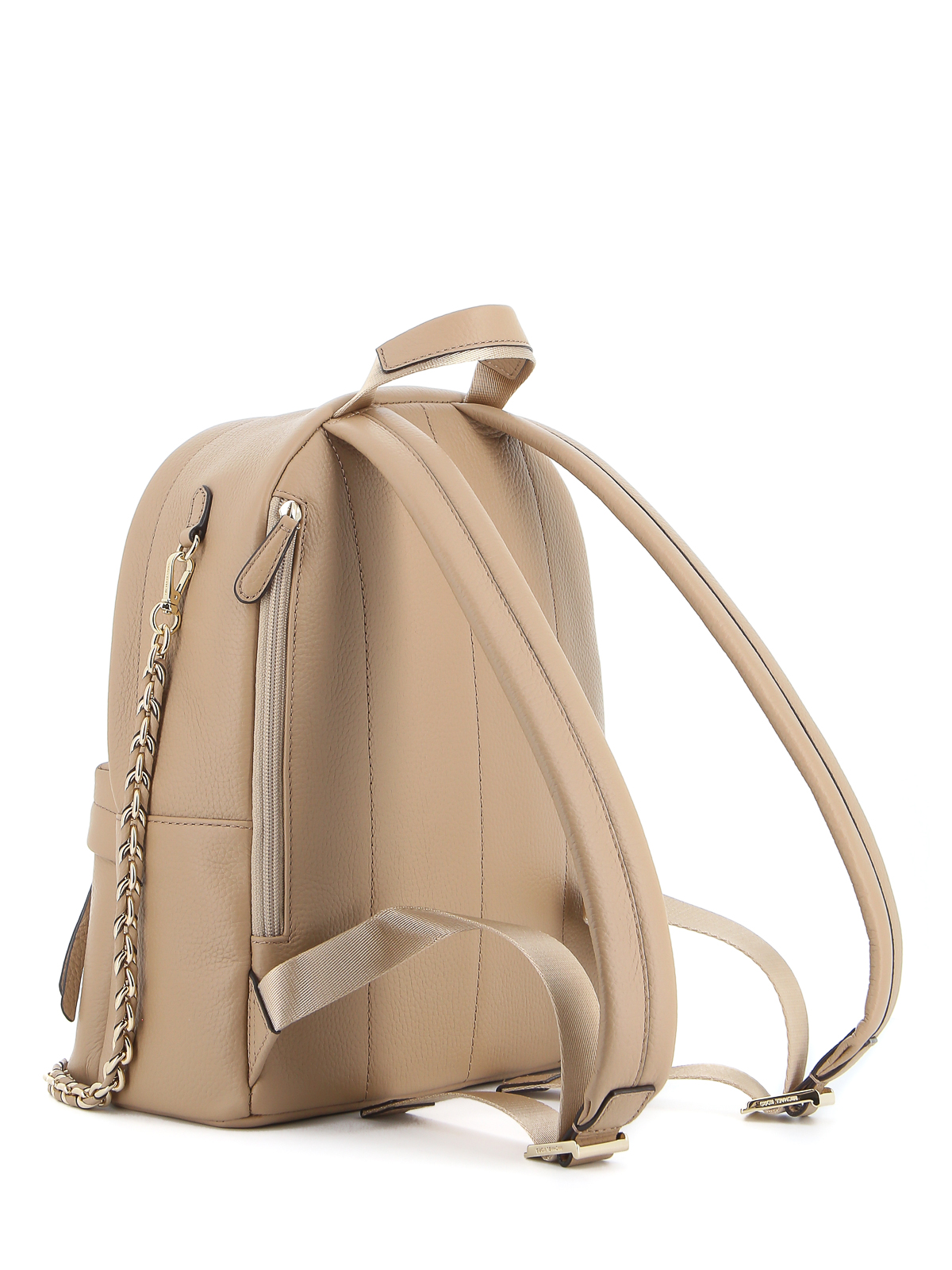 MICHAEL KORS SLATER PEBBLED LEATHER BACKPACK WITH GOLD CHAIN Woman Camel