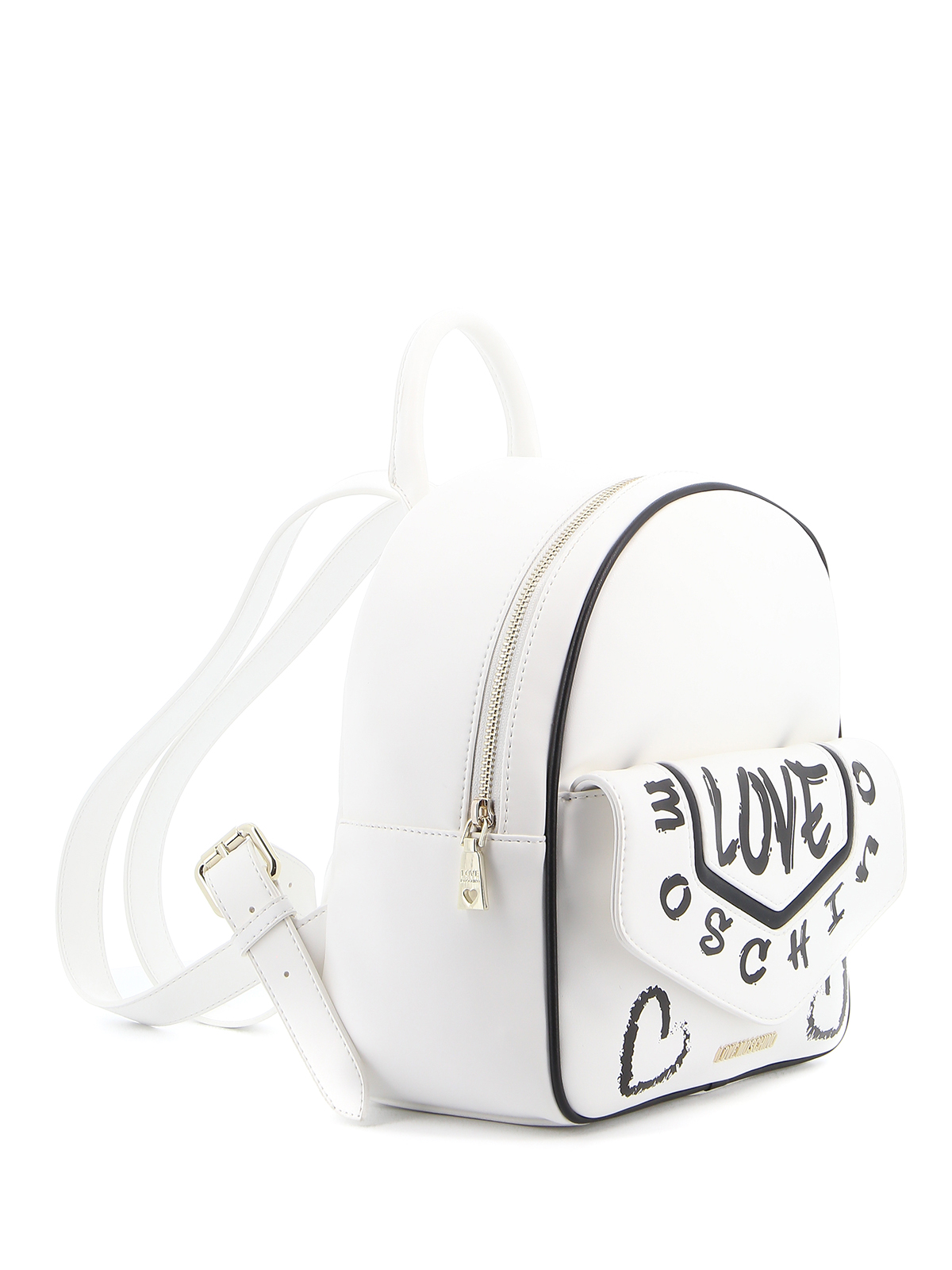 Love Logo Printed Faux Leather Backpack