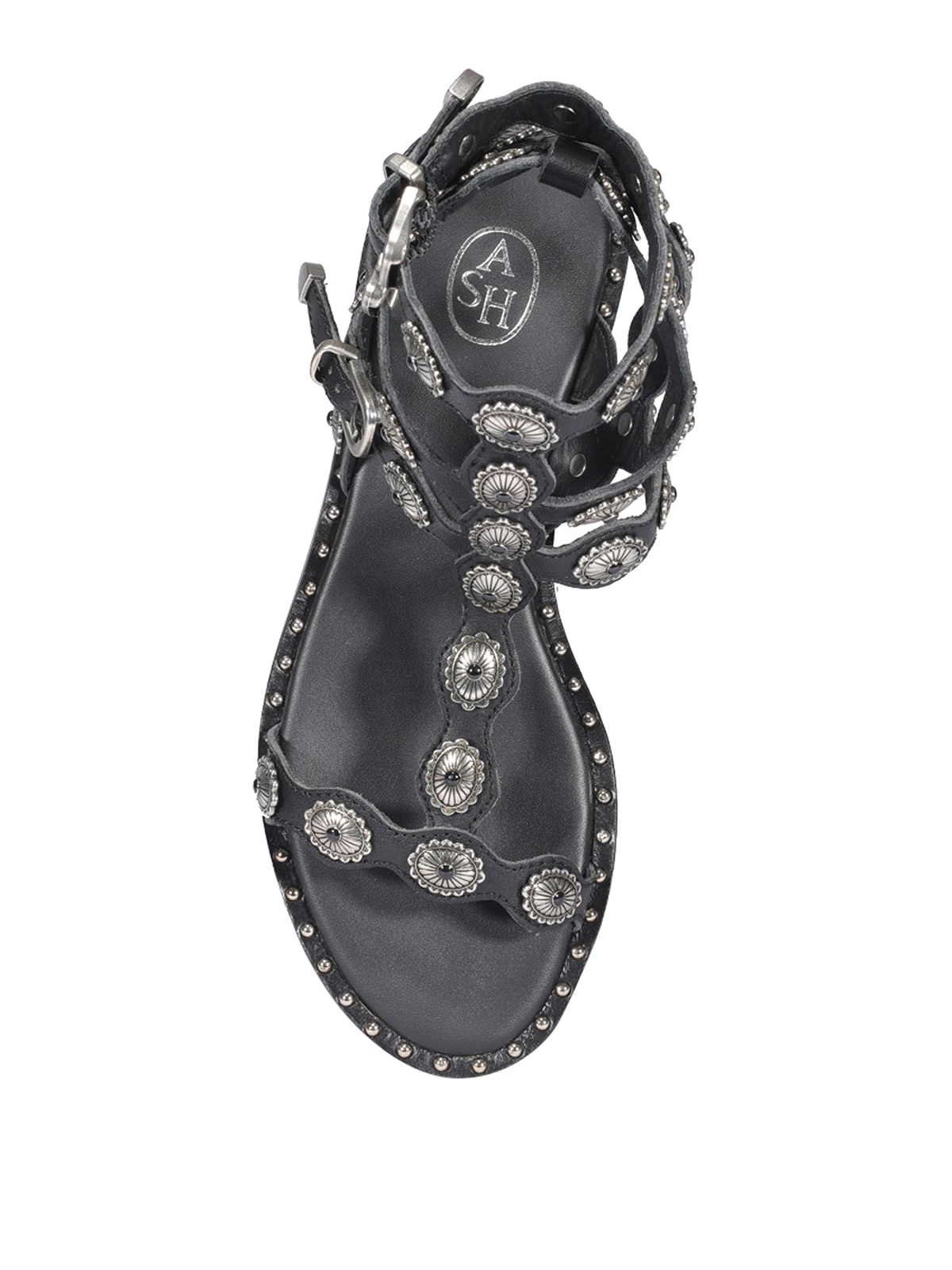Shop Ash Phoenix Leather Sandals In Black