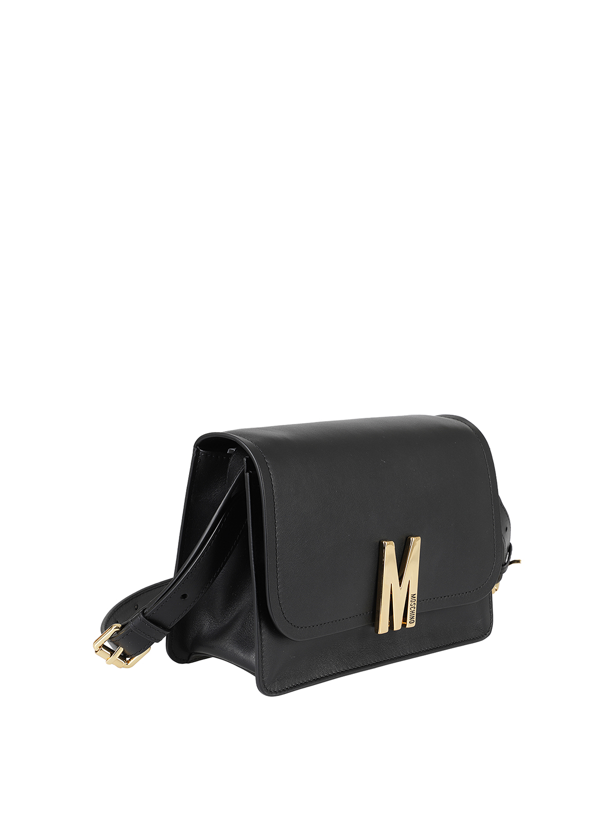 Shop Moschino Leather Bag In Black