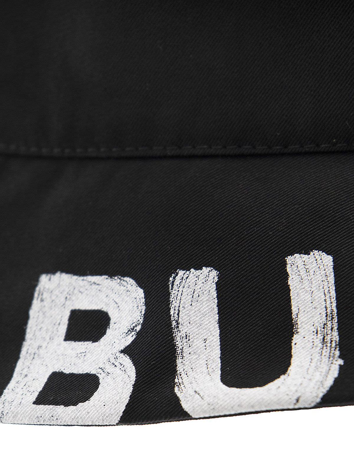 Burberry Reversible Logo Print Cotton Gabardine Bucket Hat Black