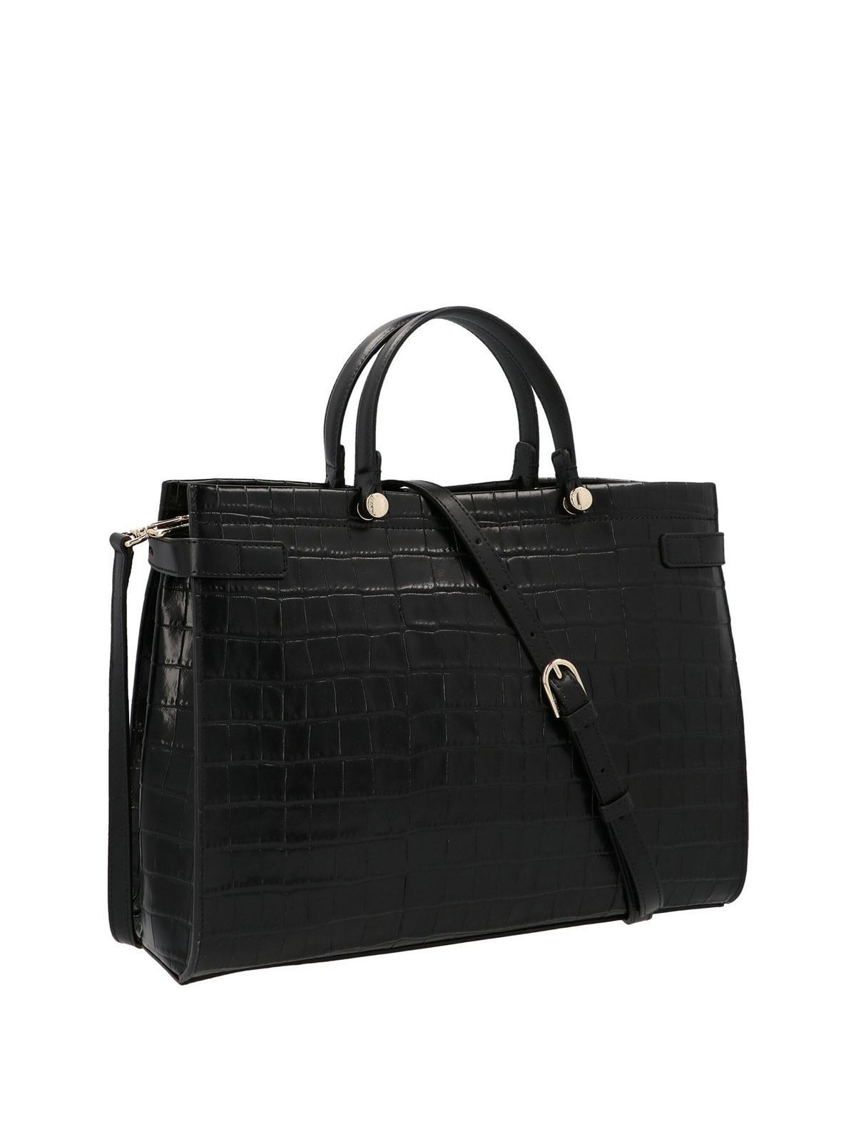 Totes bags Furla - Crocodile effect Lady M L bag in black