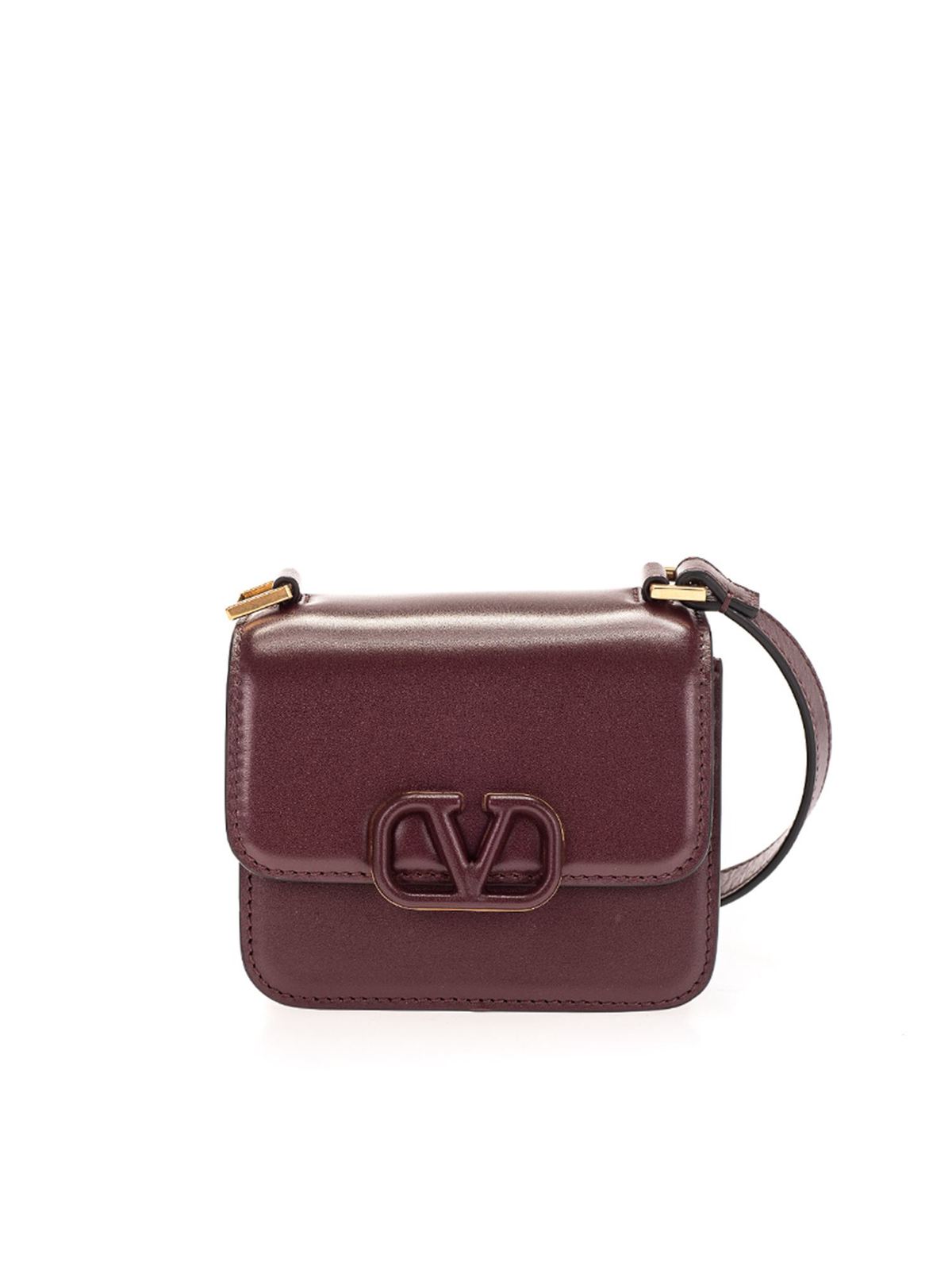 Valentino VSLING Medium Leather Shoulder Bag Burgundy