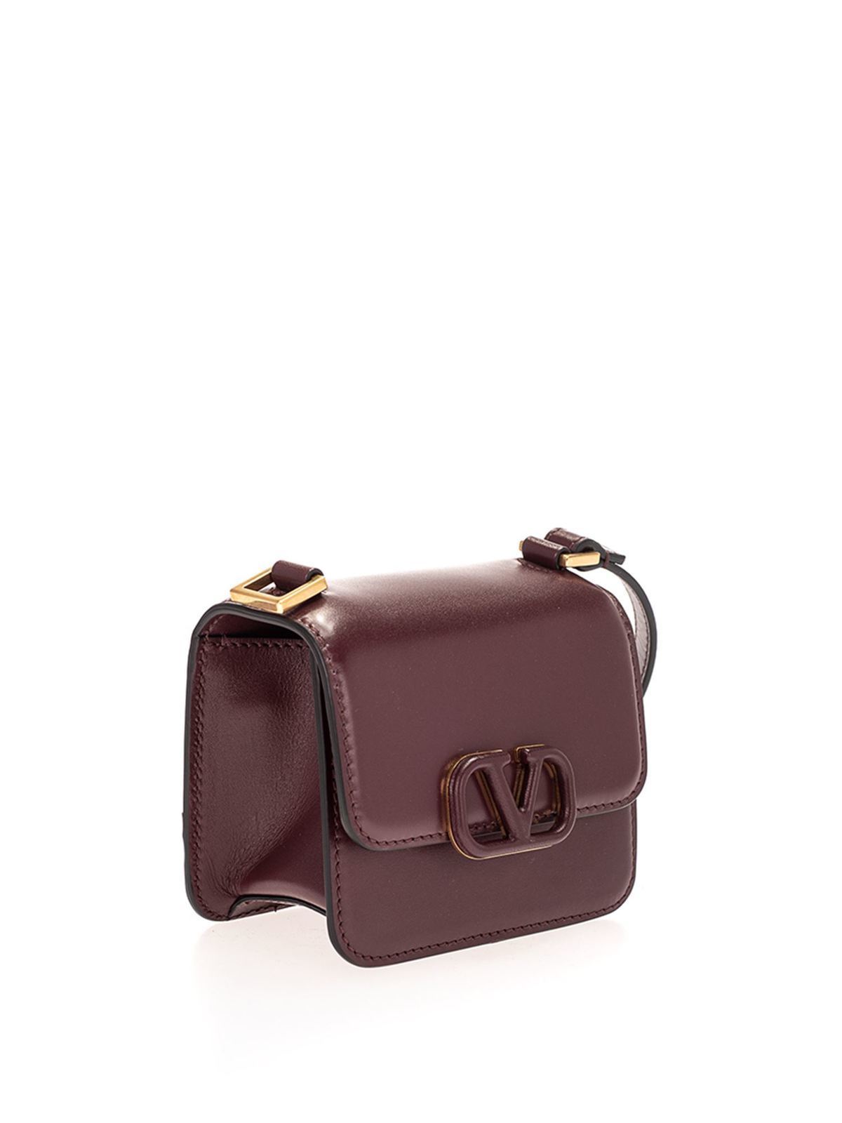 Valentino Burgundy Leather Small VSLING Top Handle Bag