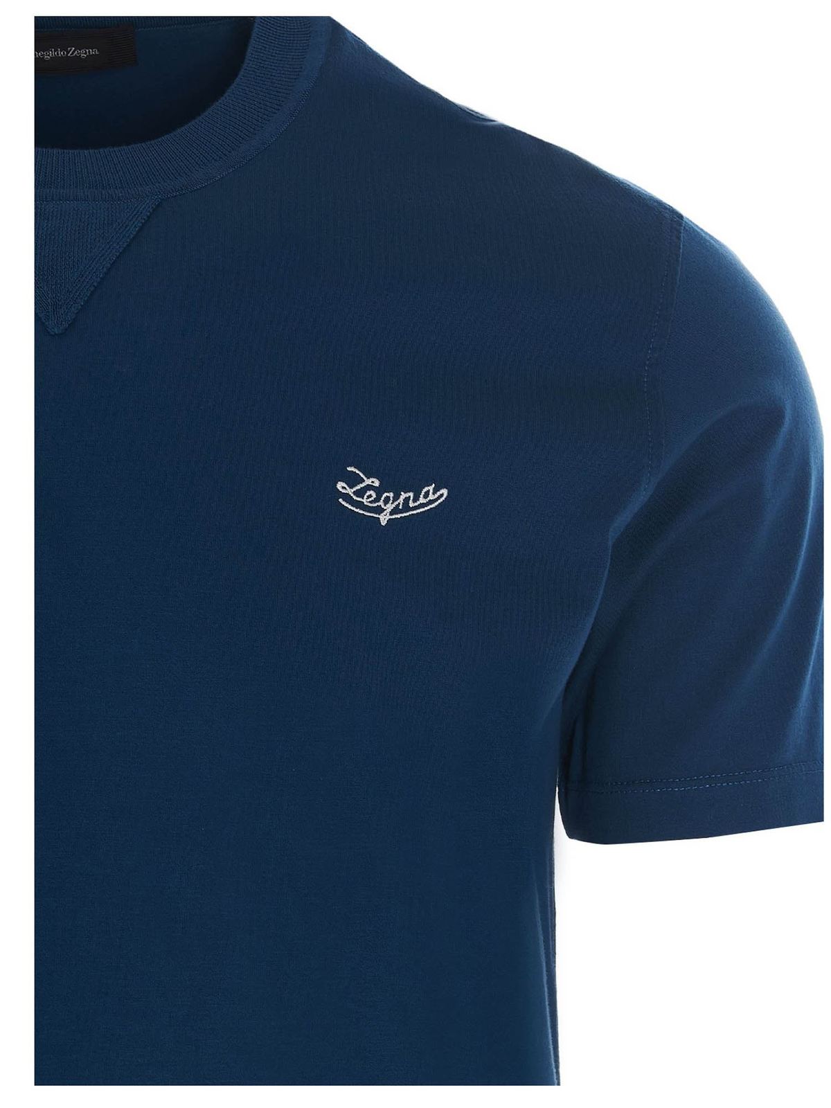 Tシャツ・カットソー ERMENEGILDO ZEGNA Men T Shirts E7358A5 B746 B09 412 Blue Z Zegna Navy Blue Cotton Printed T-Shirt S Z Zegna | TLC
