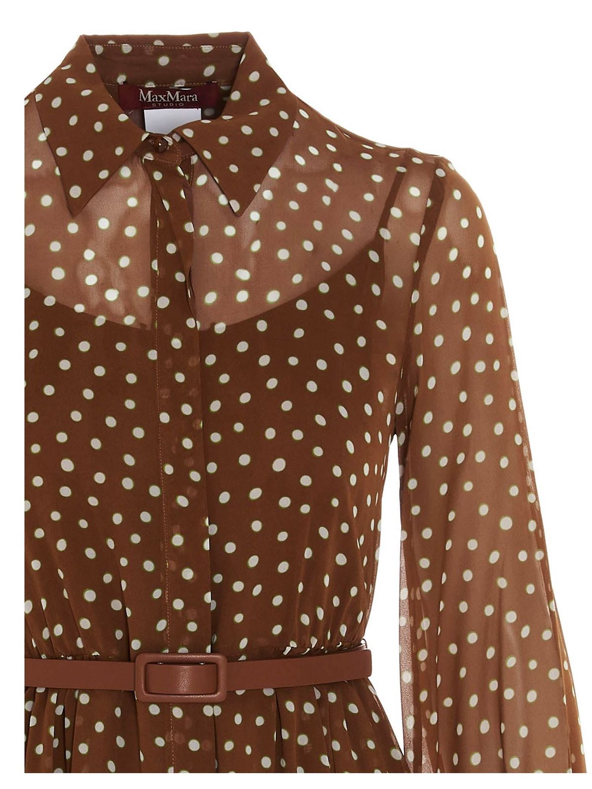 Max Mara Studio Cennare silk chemisier in brown|62310317600003