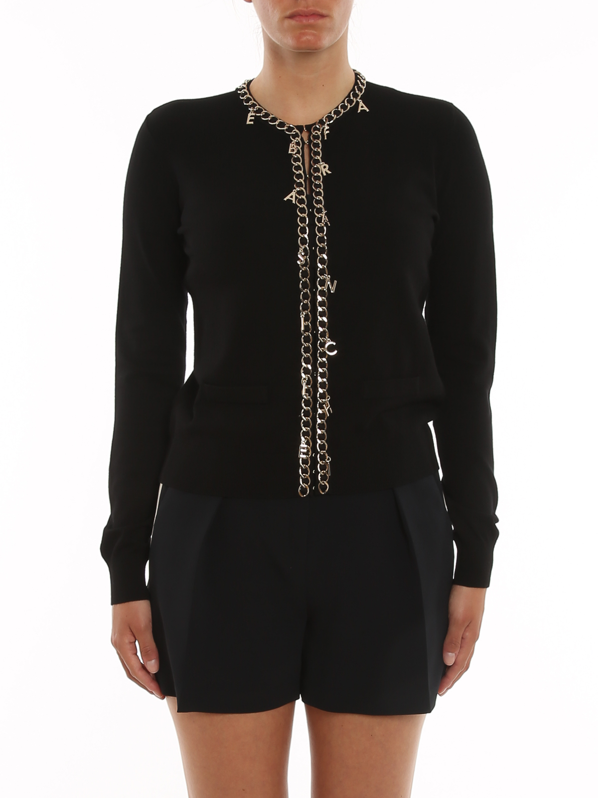 ELISABETTA FRANCHI フリンジフードコート ブラック ELISABETTA FRANCHI フリンジフードコート ブラック ELISABETTA