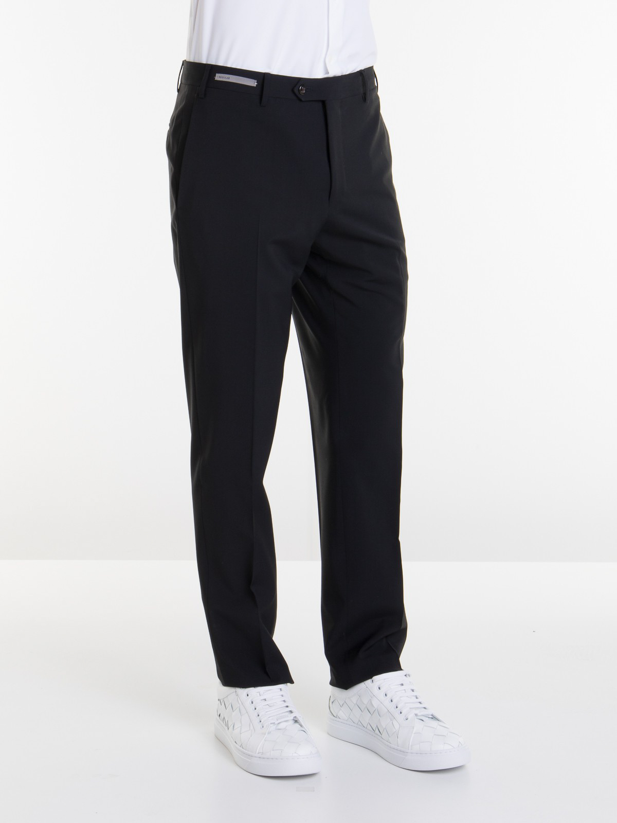 Shop Corneliani Black Wool Blend Trousers