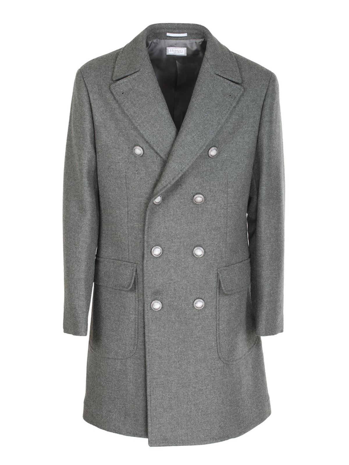 Brunello Cucinelli Cappotto doppiopetto grigio melange