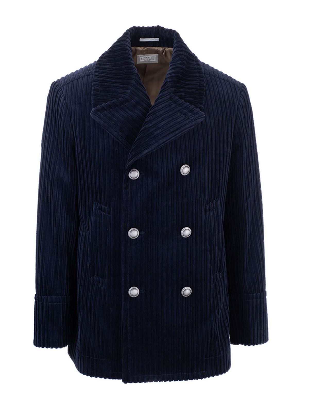 【関税&送料込】Brunello Cucinelli Caban Brunello Cucinelli Velvet Marine caban in navy blue