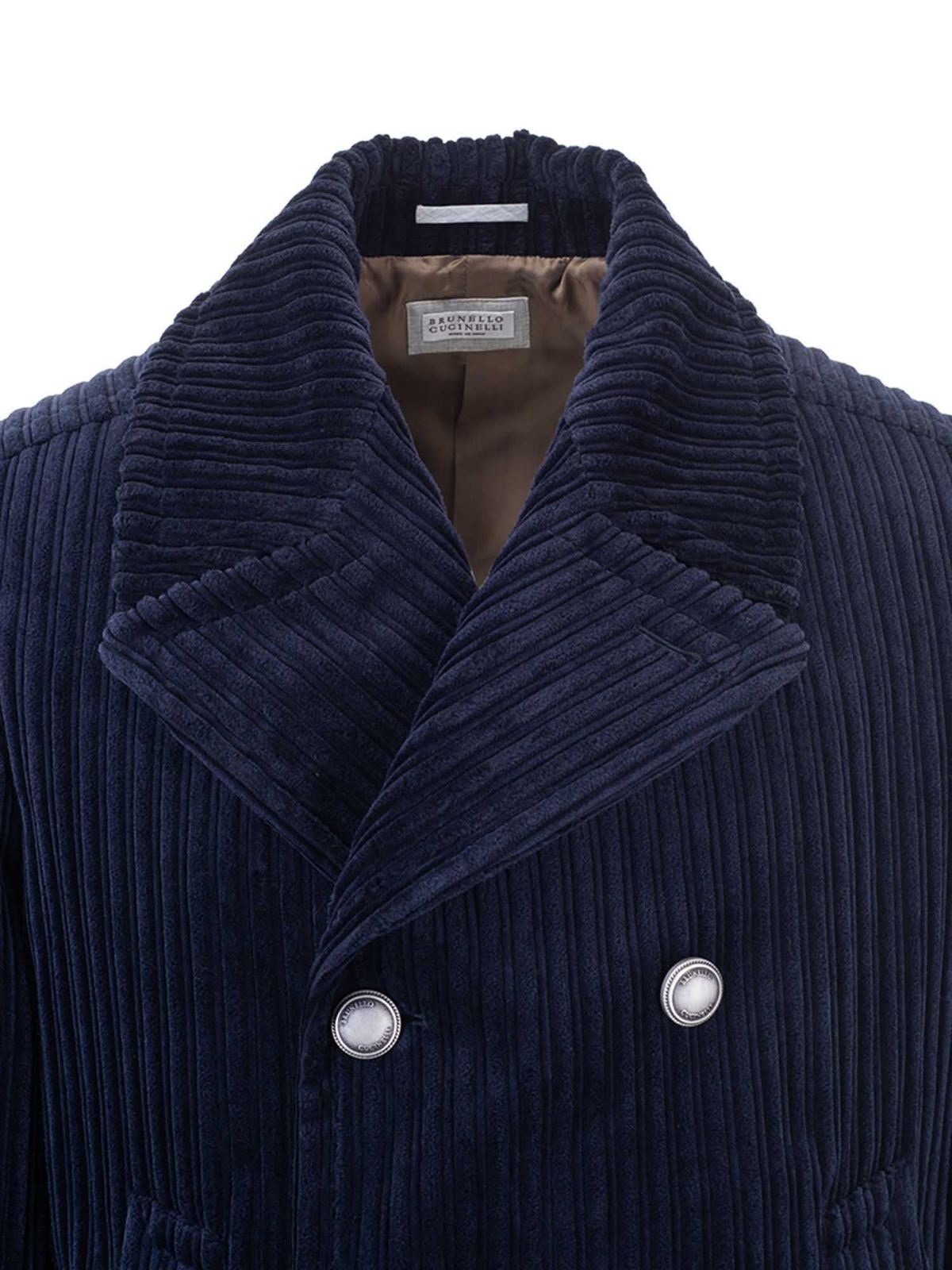 【関税&送料込】Brunello Cucinelli Caban Crop caban jacket with monili for Woman in Navy Blue