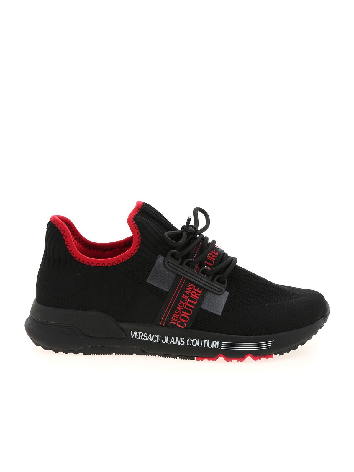 Versace Jeans Couture Red Black Lace Up Fashion Athletic Sneakers