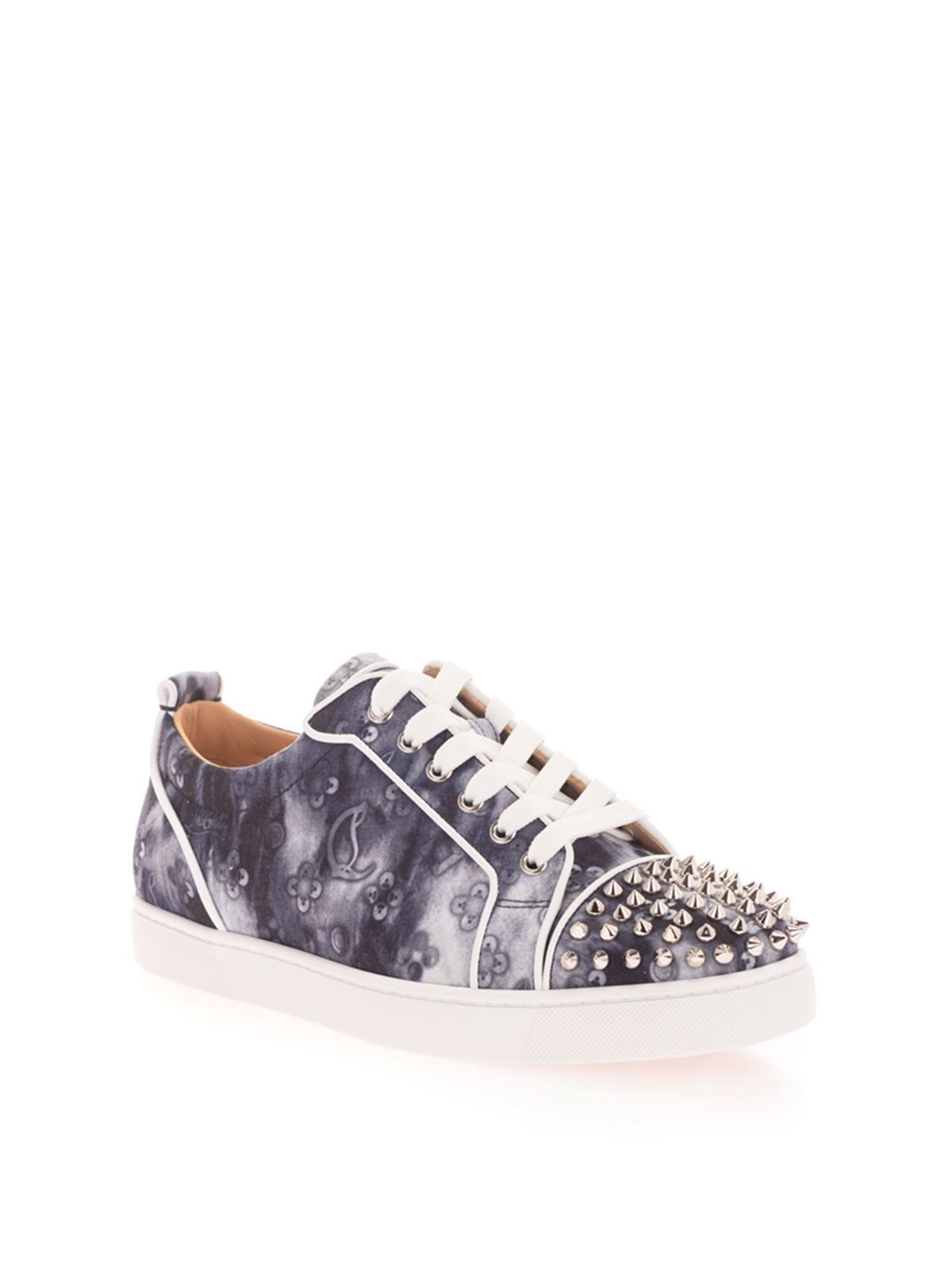 CHRISTIAN LOUBOUTIN: Louis Junior Spikes Orlato suede sneakers - Grey