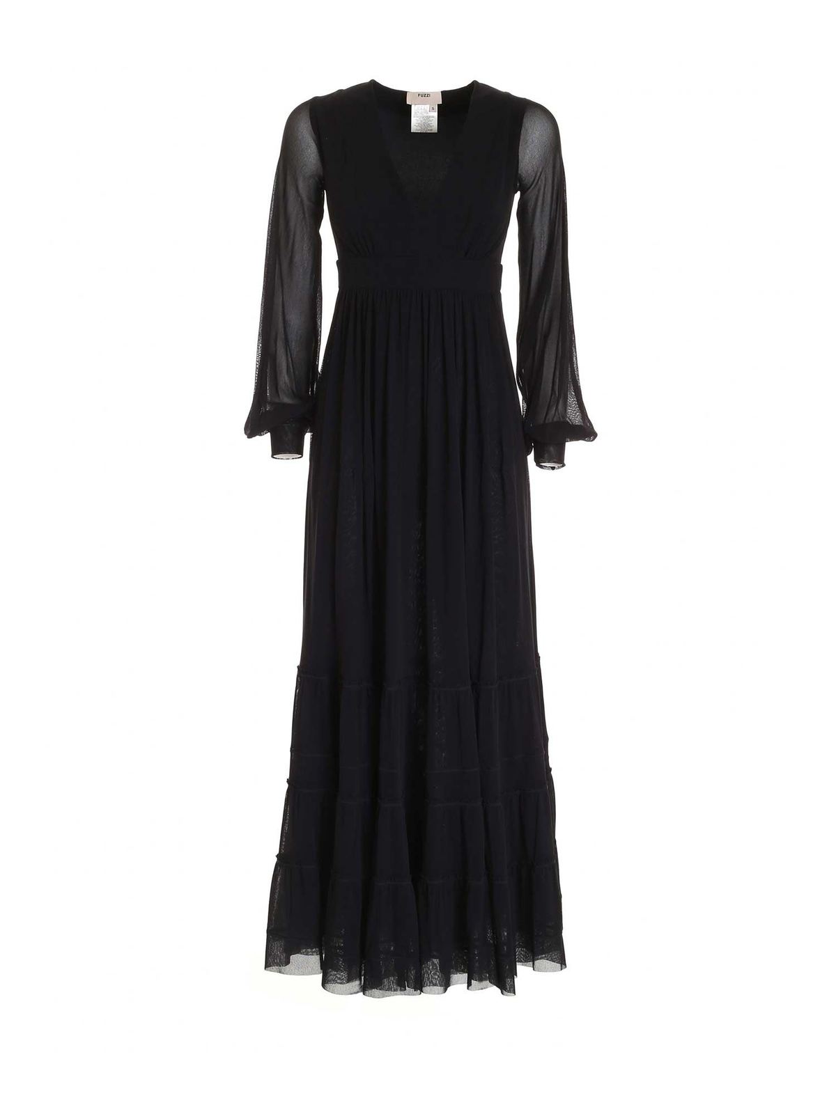 Fuzzi Flounces long dress in black - Black - Women|F13465999 Fuzzi Flounces long dress in black - Black - Women|F13465999