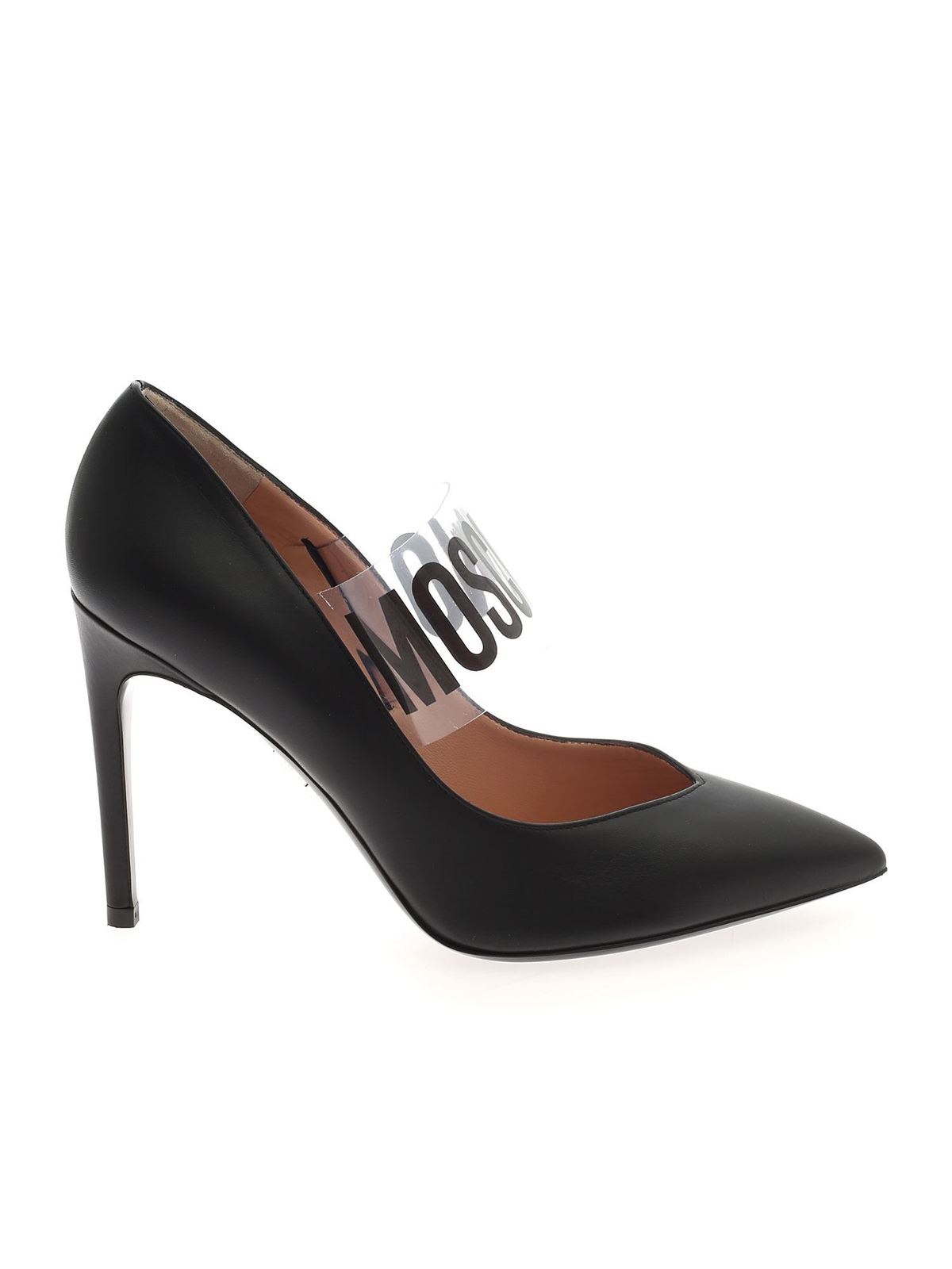 Moschino Branded Strap Pumps In Black In Negro