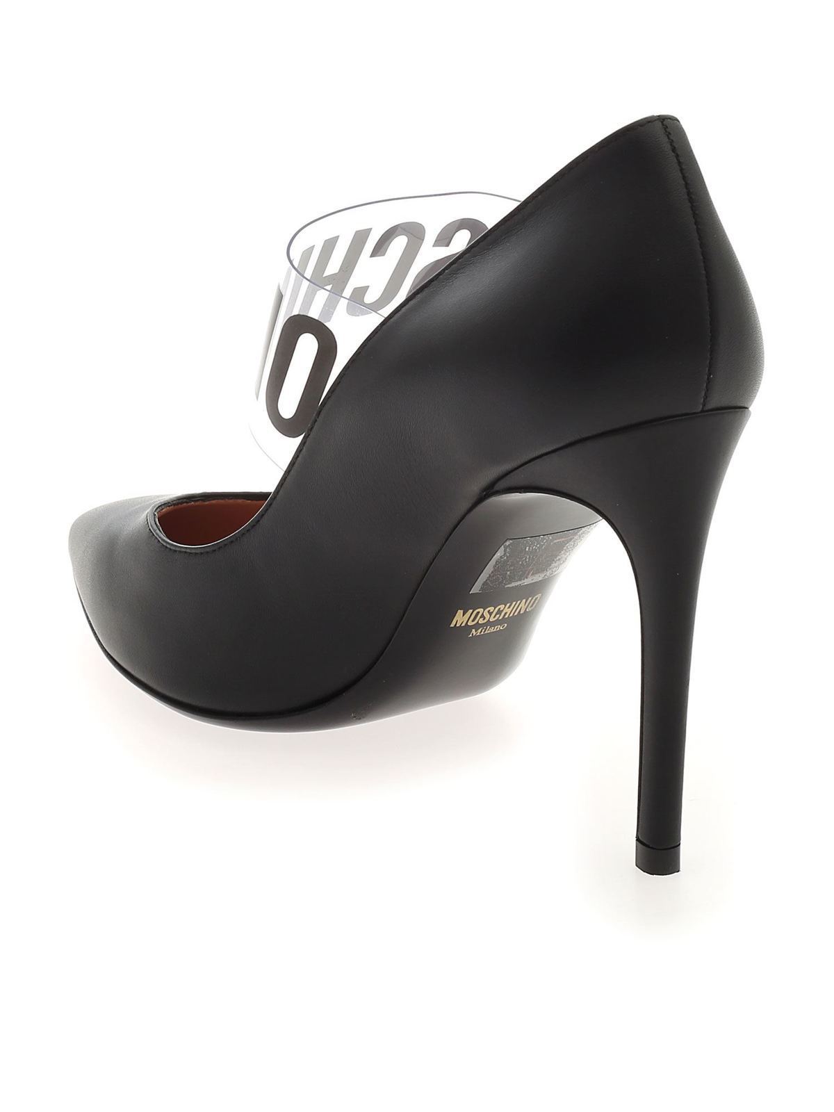 Shop Moschino Branded Strap Pumps In Black In Negro