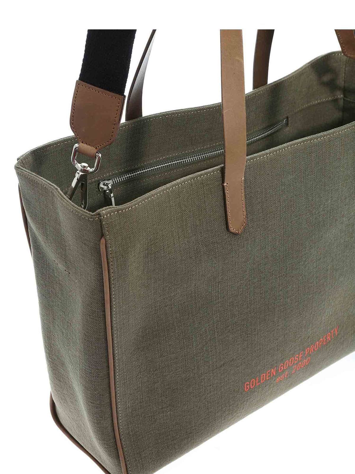 Golden Goose Contrasting logo shopper bag in green 