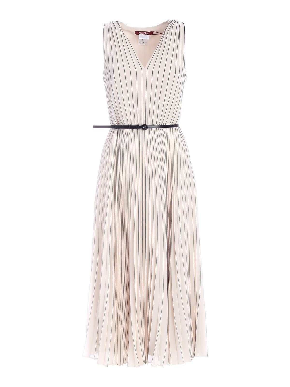 Max Mara Studio Aureo pleated dress in white 62211011000033