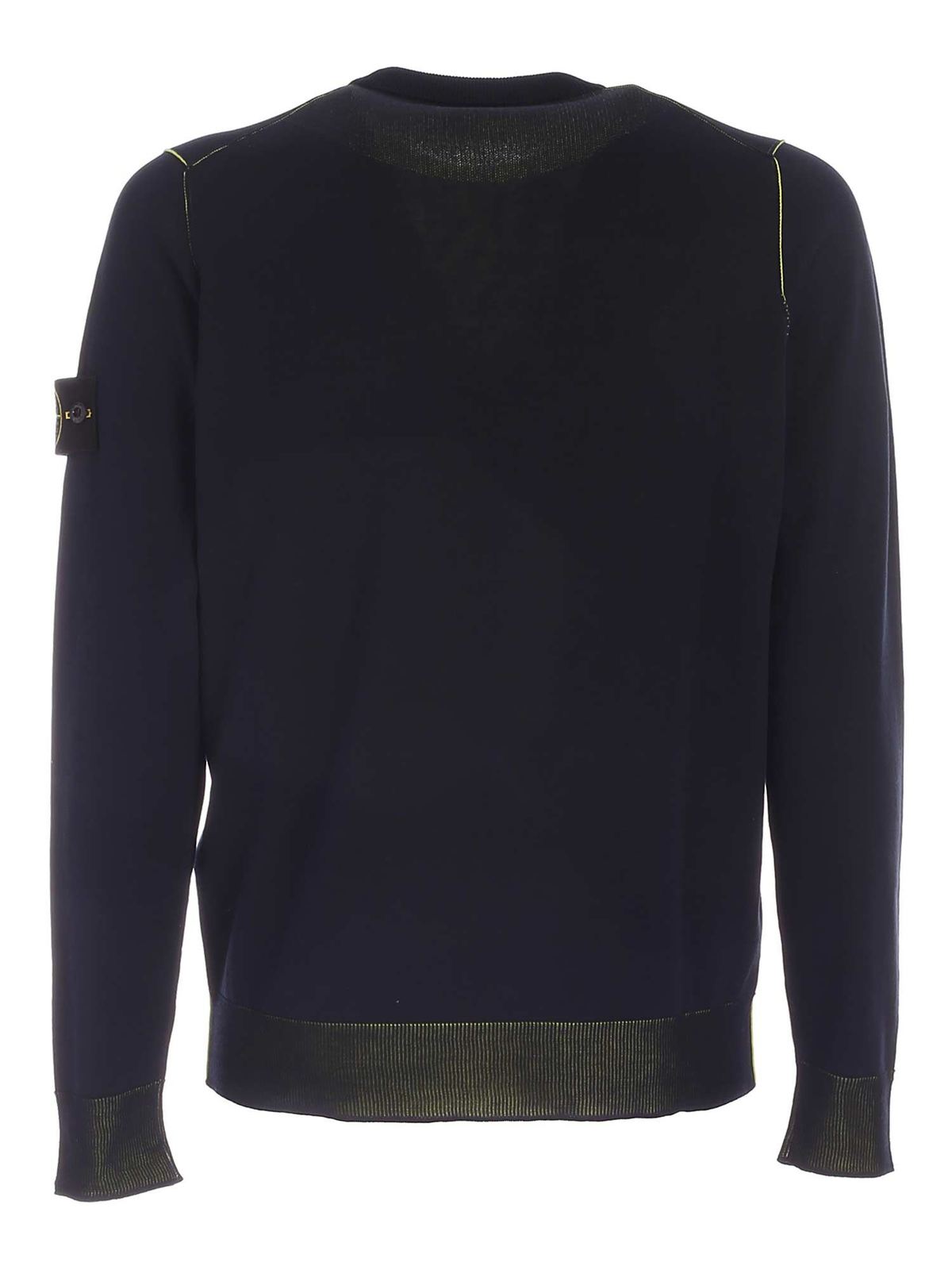 Stone Island Reversible sweater in blue and yellow|7415522B5V0020