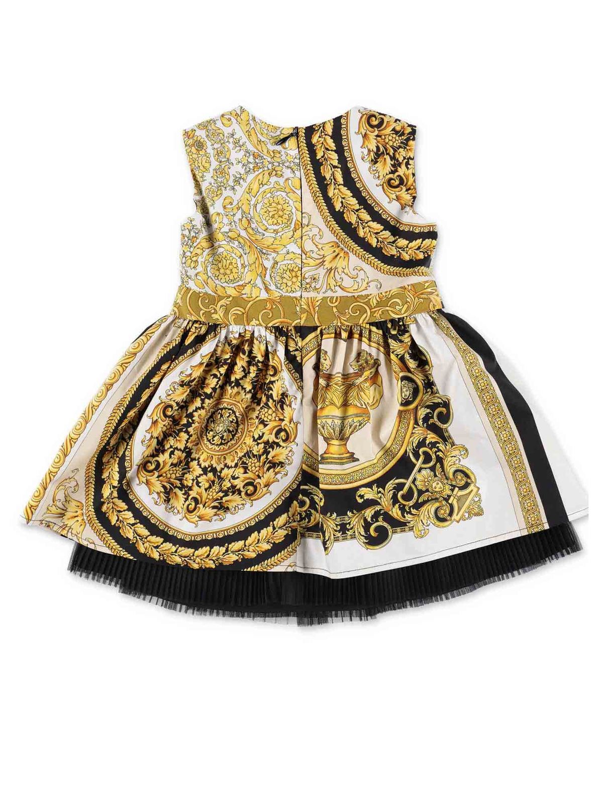 Versace Young Barocco printed dress in black|10003571A003276W090
