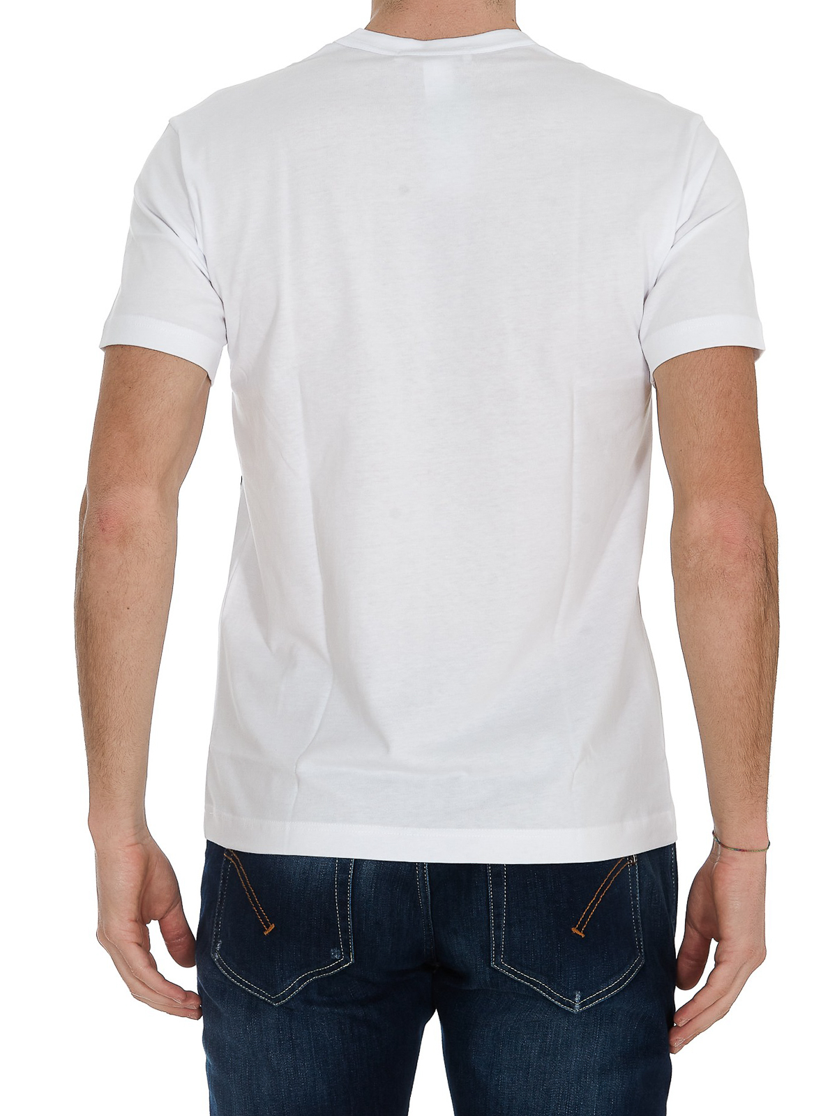 Shop Comme Des Garçons Shirt Printed Cotton T-shirt In White