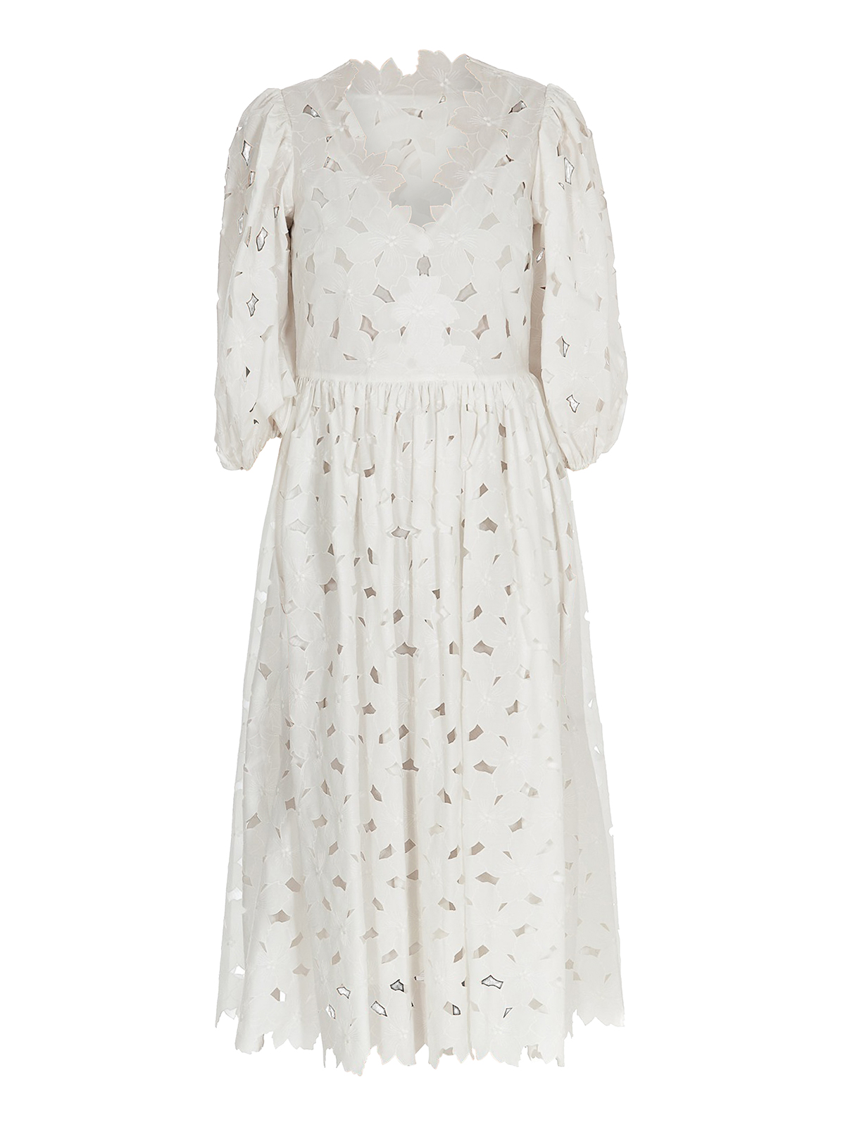 Valentino Red Floral embroidery poplin dress - White|VA17P5TB0BO Valentino Red Floral embroidery poplin dress - White|VA17P5TB0BO