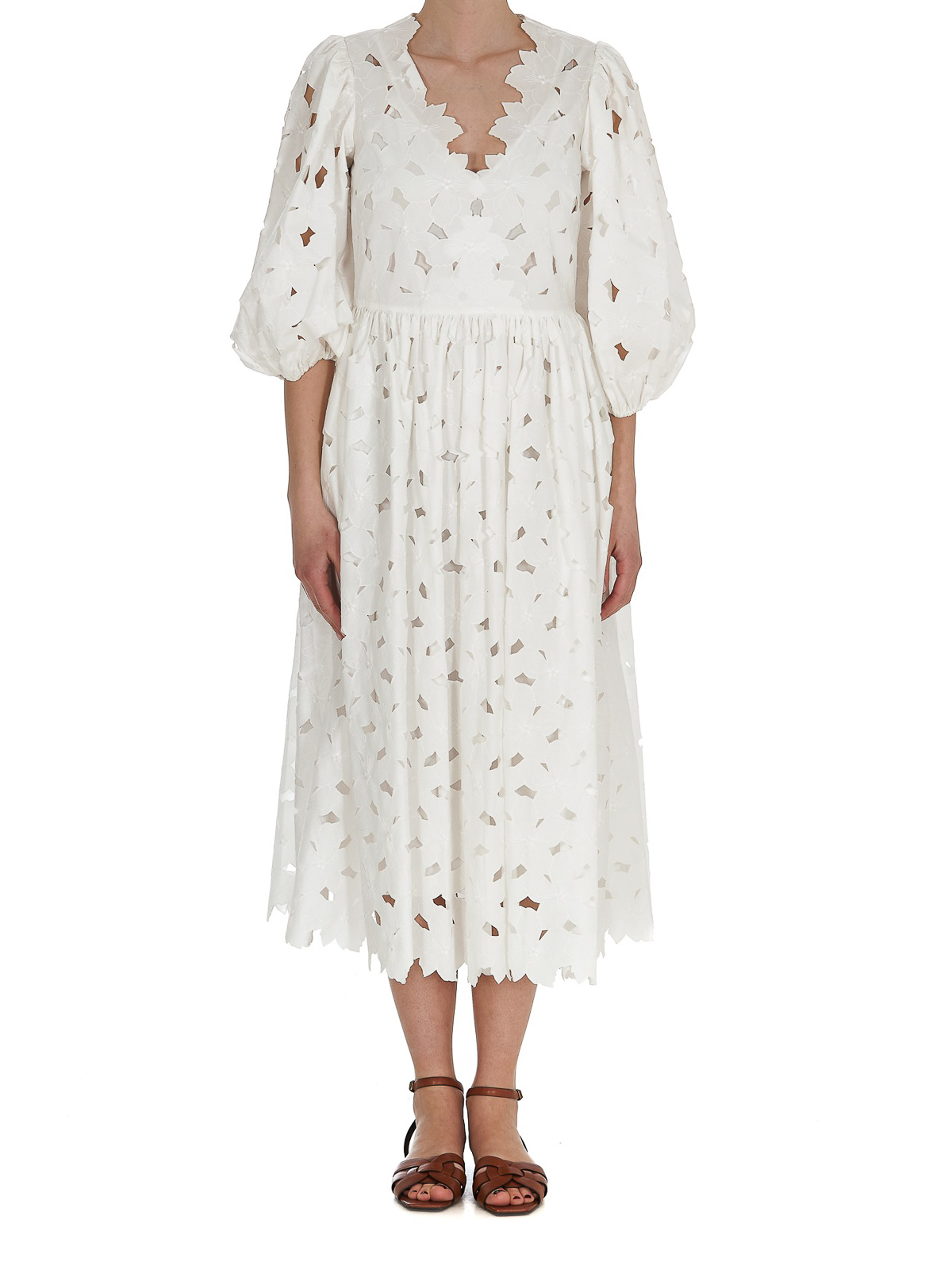 red valentino floral embroidered poplin dress RED Valentino Embroidered Poplin Dress M-M/L main image 0