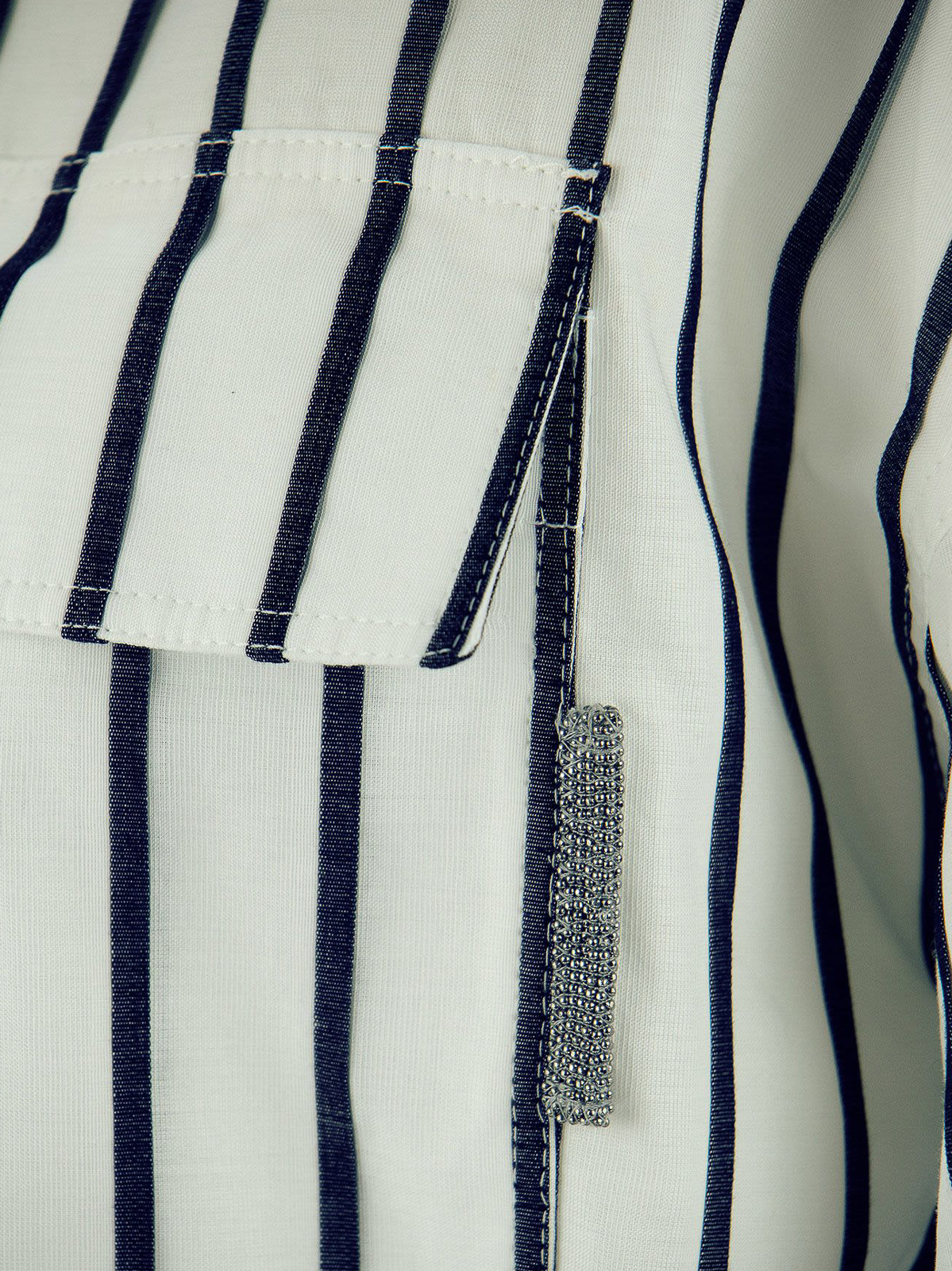 Blue V-neck striped cotton-blend maxi dress, Brunello Cucinelli