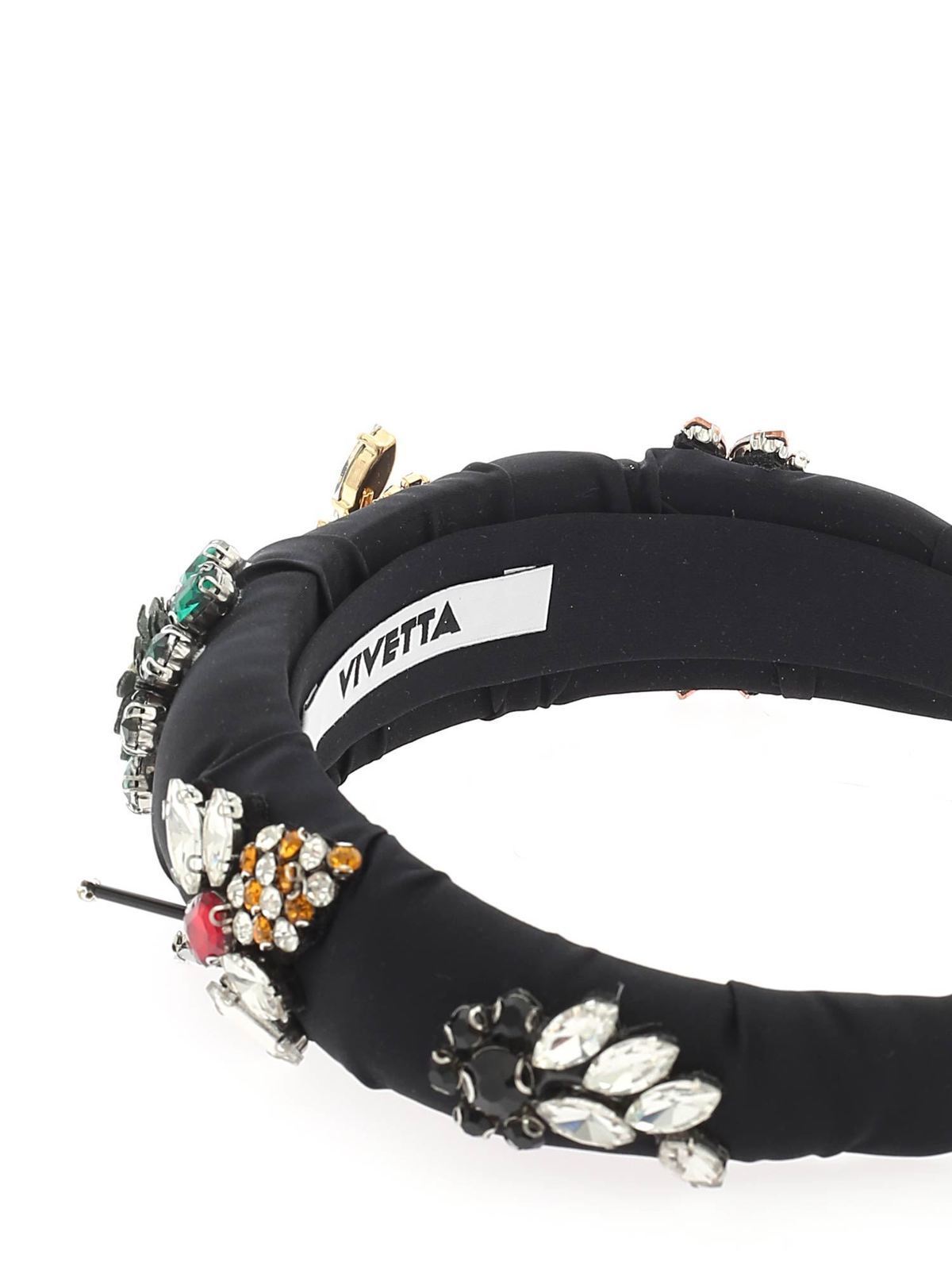 Shop Vivetta Rhinestones Headband In Black