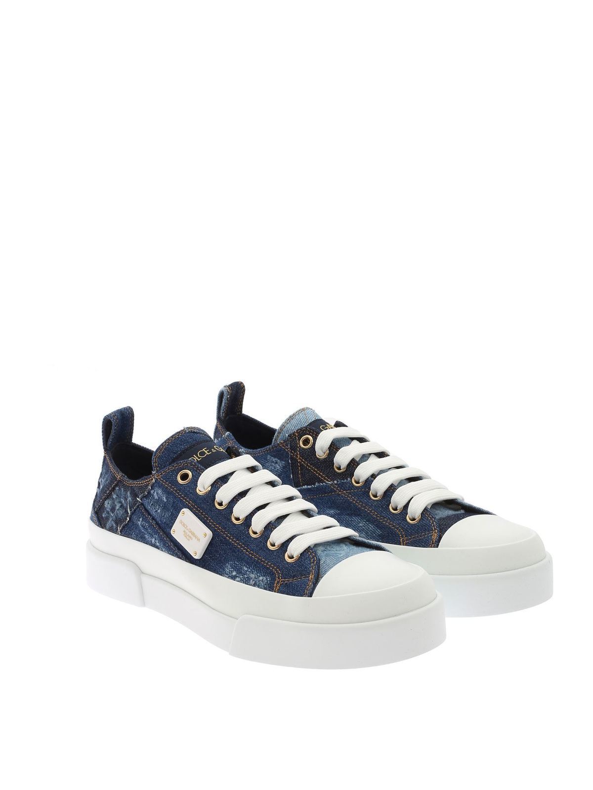 Dolce & Gabbana Portofino Denim Sneakers in Blue
