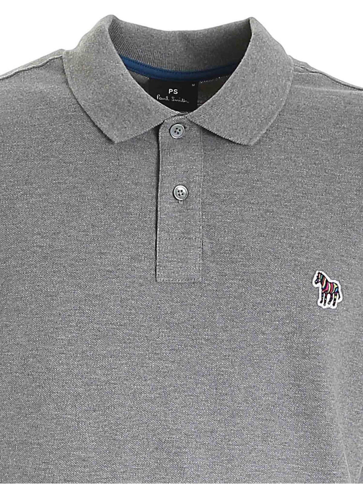 Shop Ps By Paul Smith Zebra Logo Patch Polo Shirt In Grey