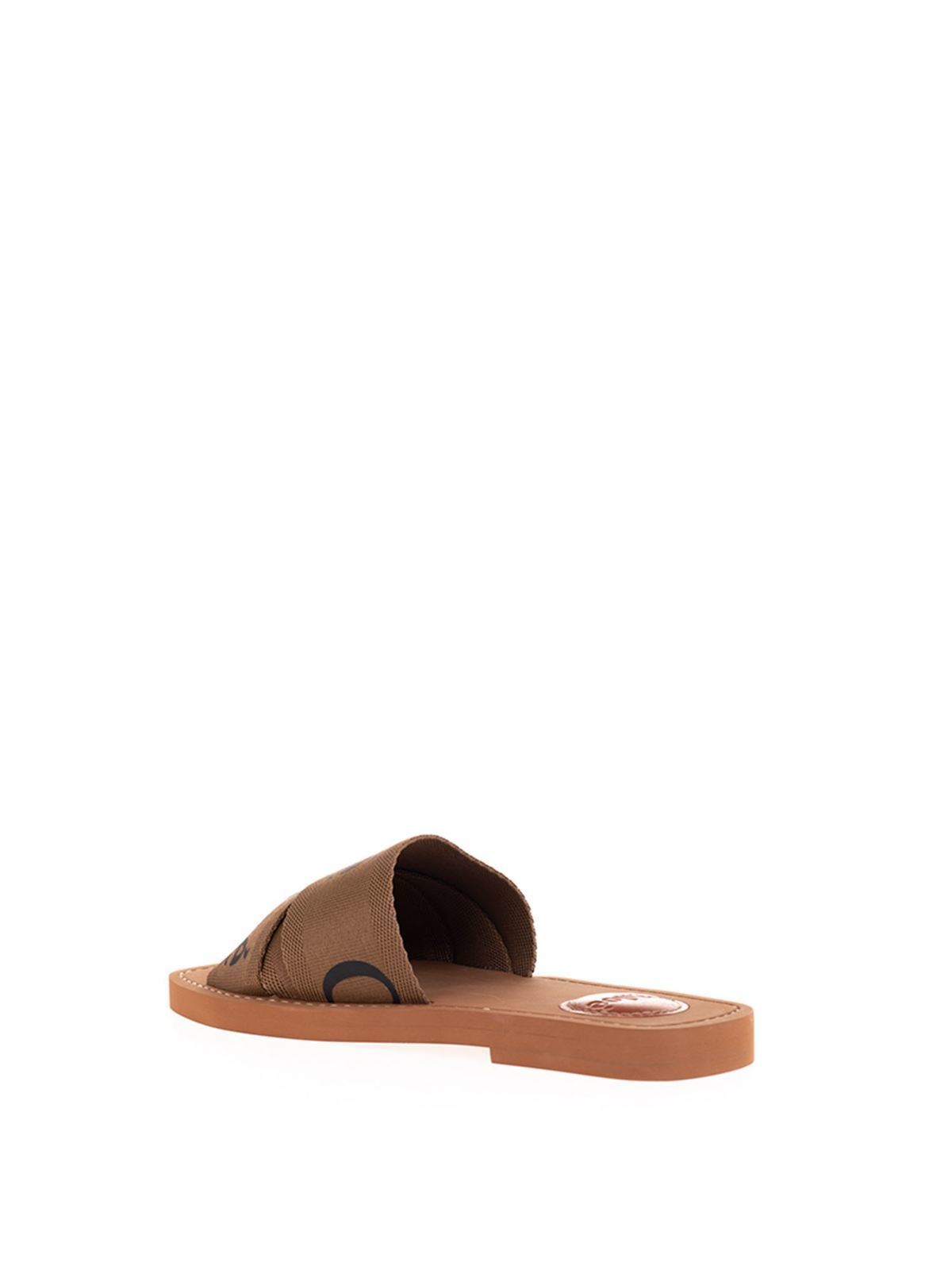 Chloe' Woody canvas flat mules in Grove Brown|CHC19U1880820F