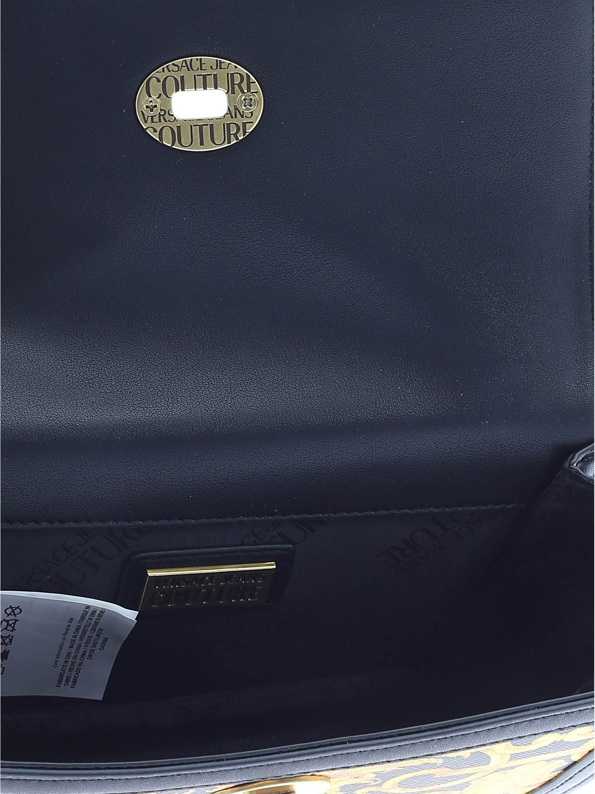 Versace Jeans Couture Logo Lock Baroque Print Cross-body Bag - Black/Gold