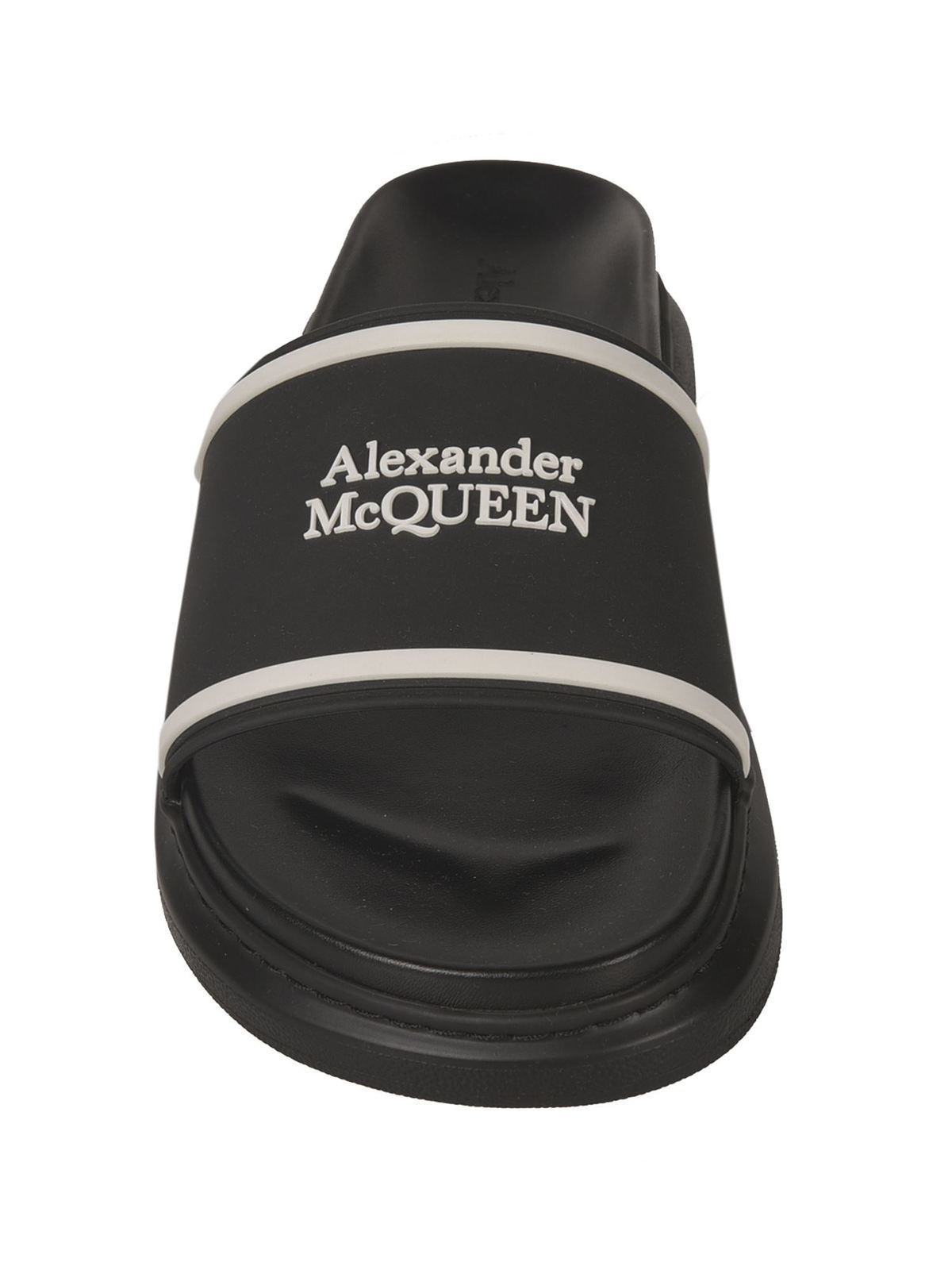 Alexander Mcqueen White logo slides in black | 627188W4N401006