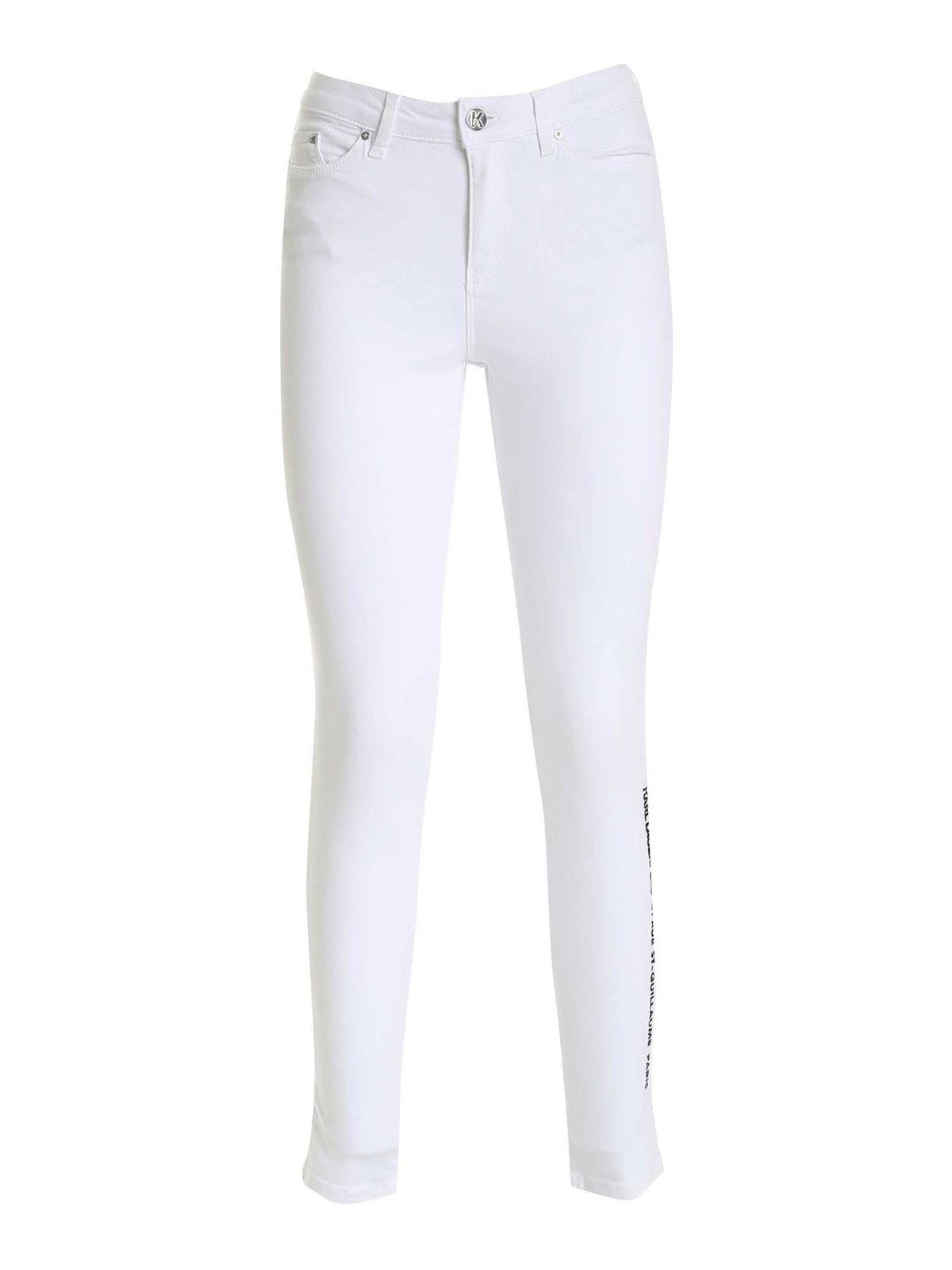 Karl Lagerfeld Logo Embroidery Pants In White