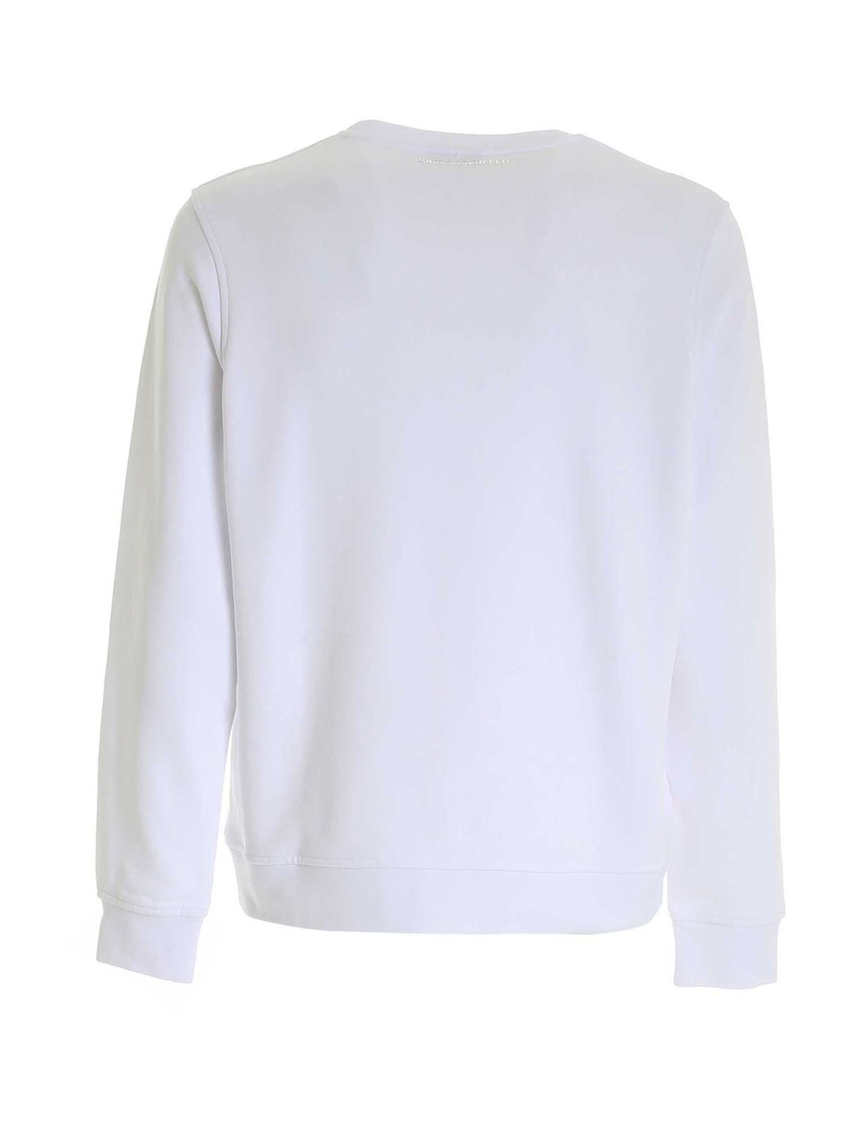 Shop Karl Lagerfeld Metallized Logo Print Sweatshirt In White