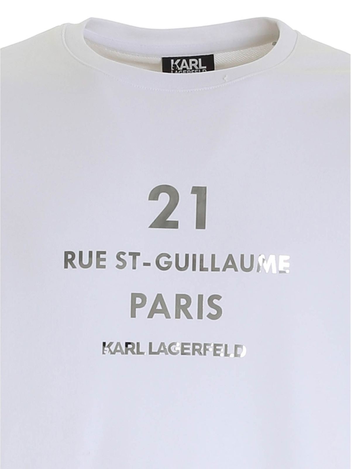 Shop Karl Lagerfeld Metallized Logo Print Sweatshirt In White