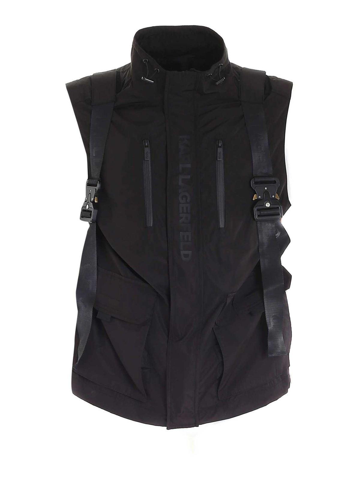 Karl Lagerfeld Removable Backpack Waistcoat In Black In Negro
