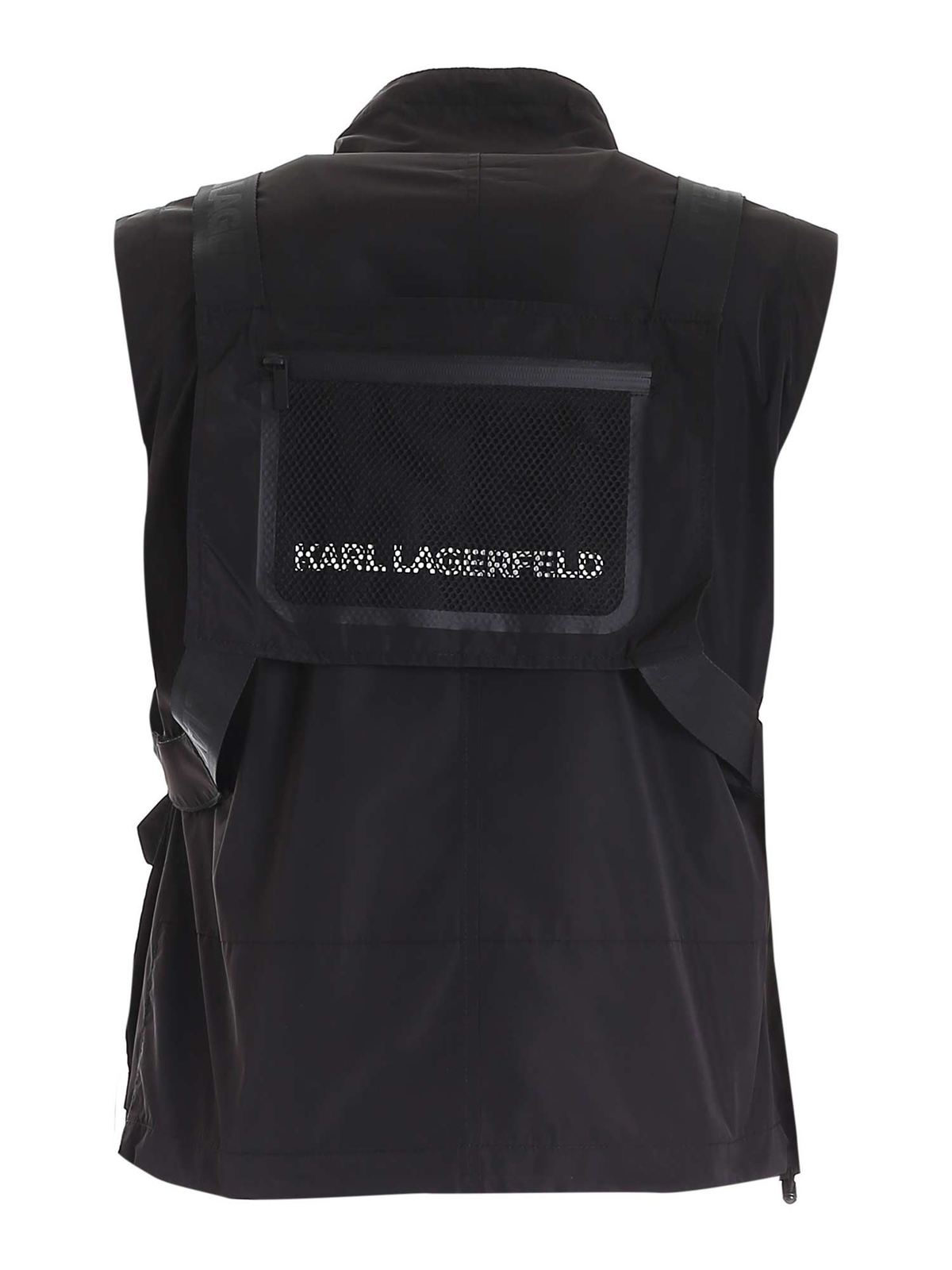 Shop Karl Lagerfeld Removable Backpack Waistcoat In Black In Negro
