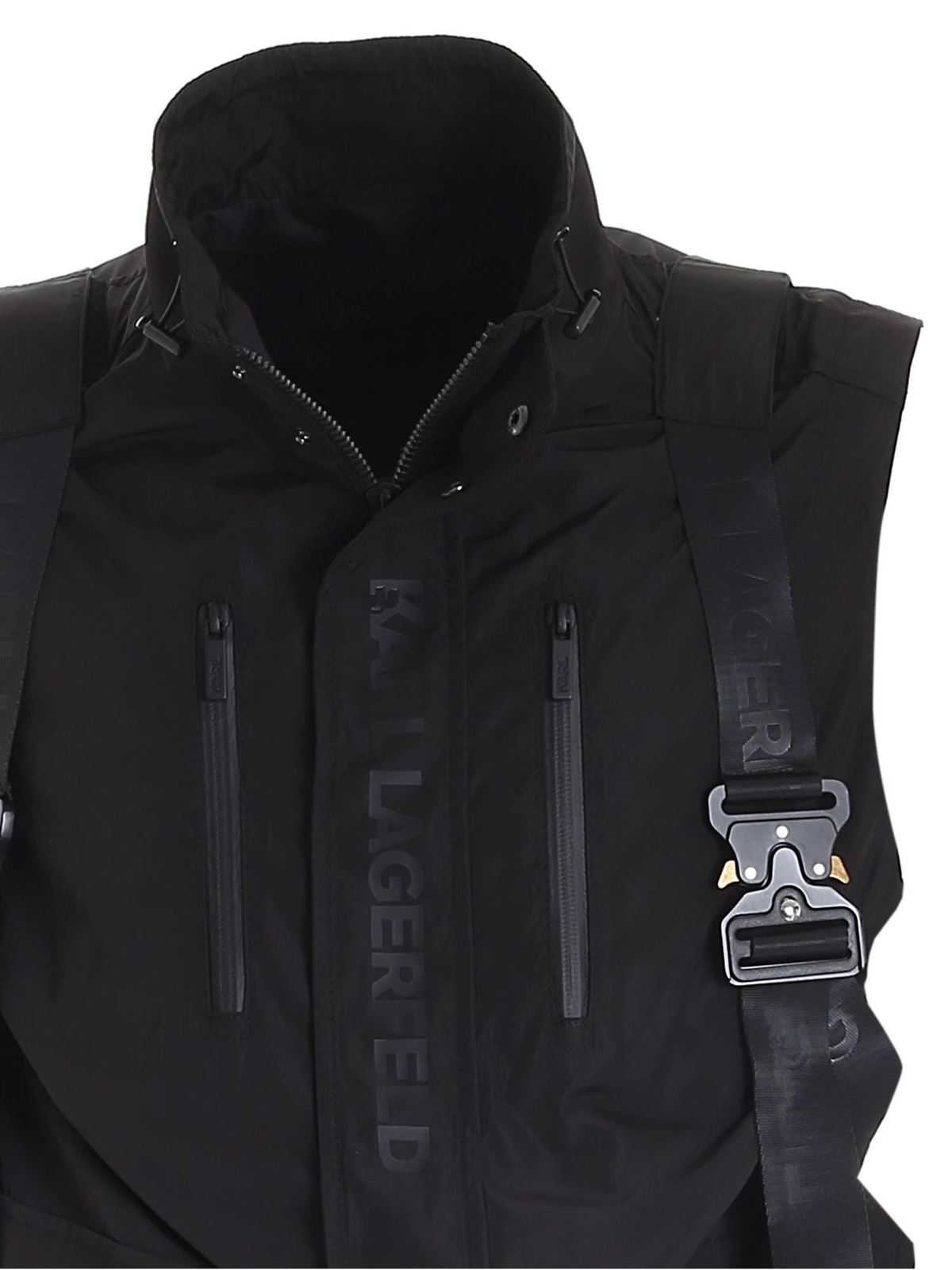 Shop Karl Lagerfeld Removable Backpack Waistcoat In Black In Negro
