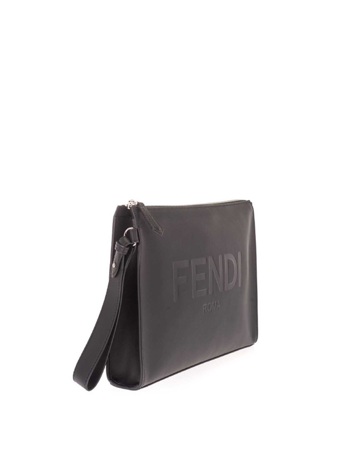 Clutches Fendi - Fendi Roma flat pouch bag in black - 7VA491AFBFF0GXN