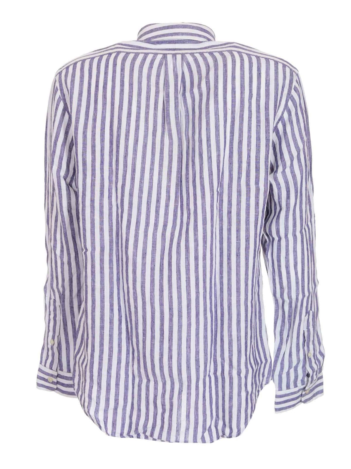 Shop Polo Ralph Lauren Classic Striped Shirt In White And Blue