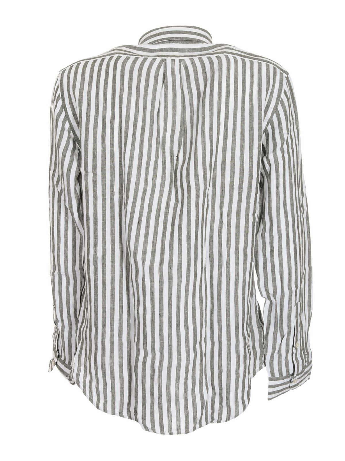 Shop Polo Ralph Lauren Classic Striped Shirt In White And Green