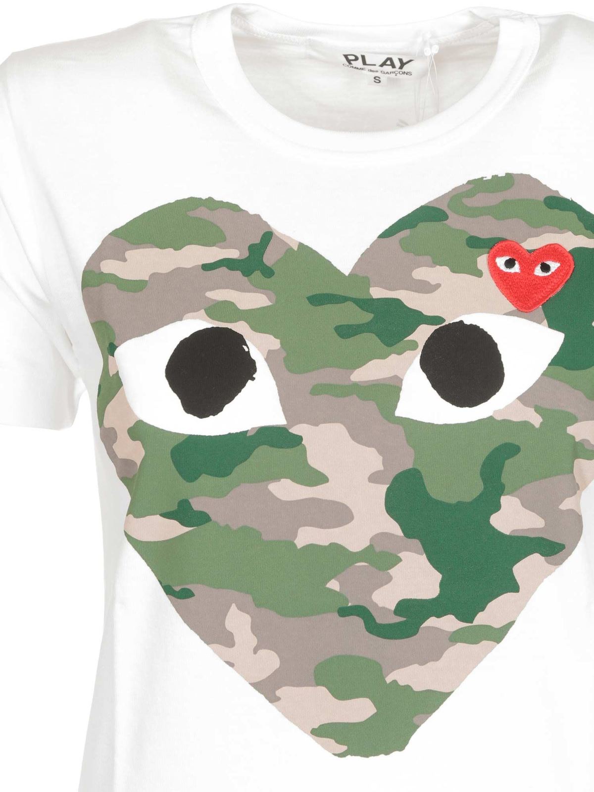 Play comme des garçons camouflage heart t-shirt clearance (white)