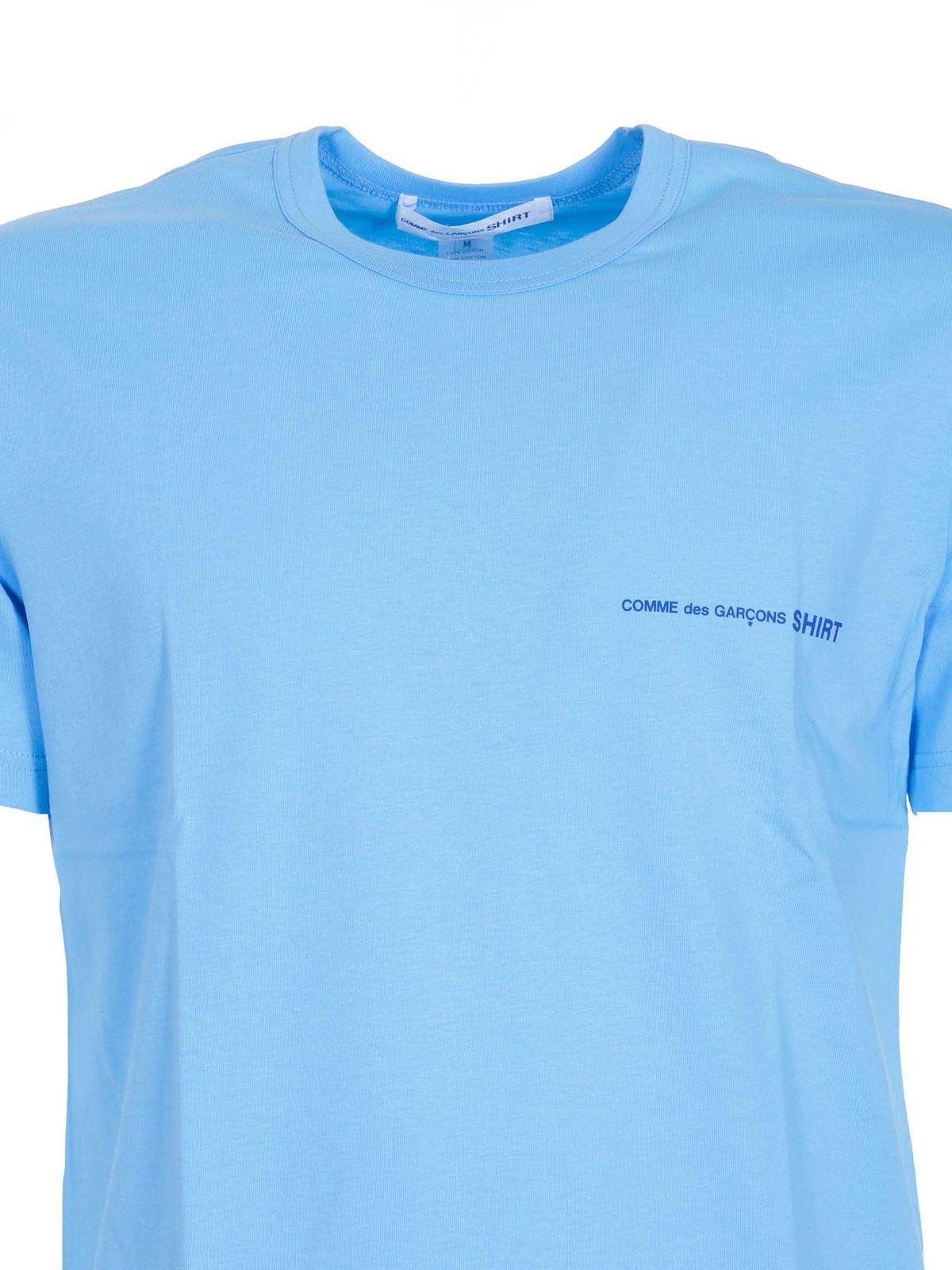 Shop Comme Des Garçons Shirt Logo T-shirt In Light Blue