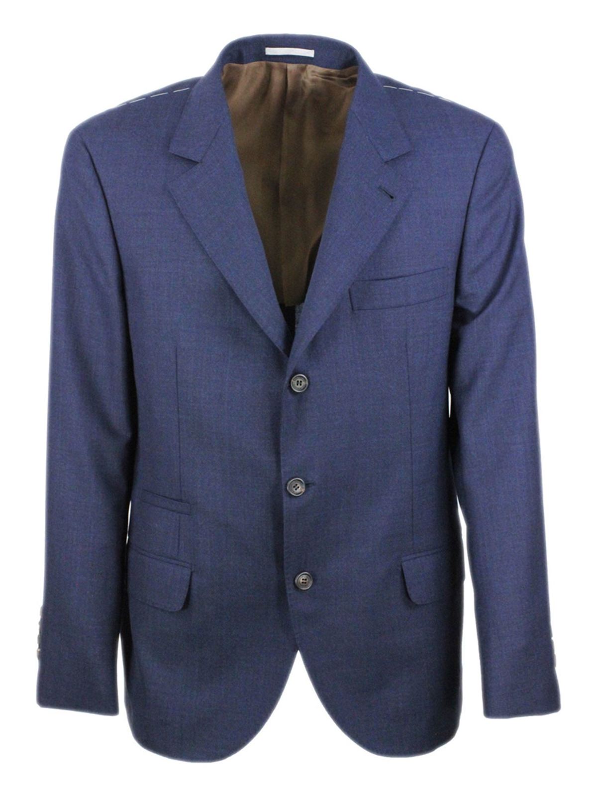 Brunello Cucinelli Notch Lapels Jacket In Blue