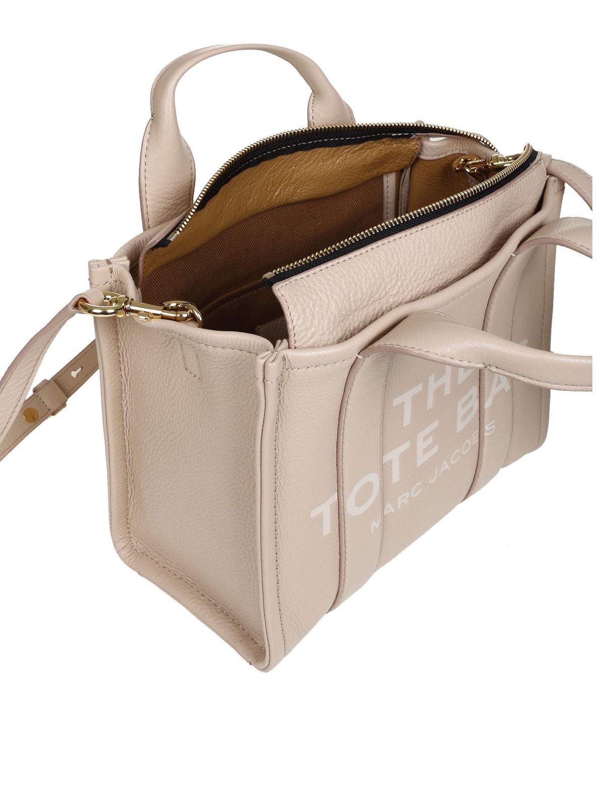 Marc Jacobs Beige Leather The Mini Traveler Tote Bag